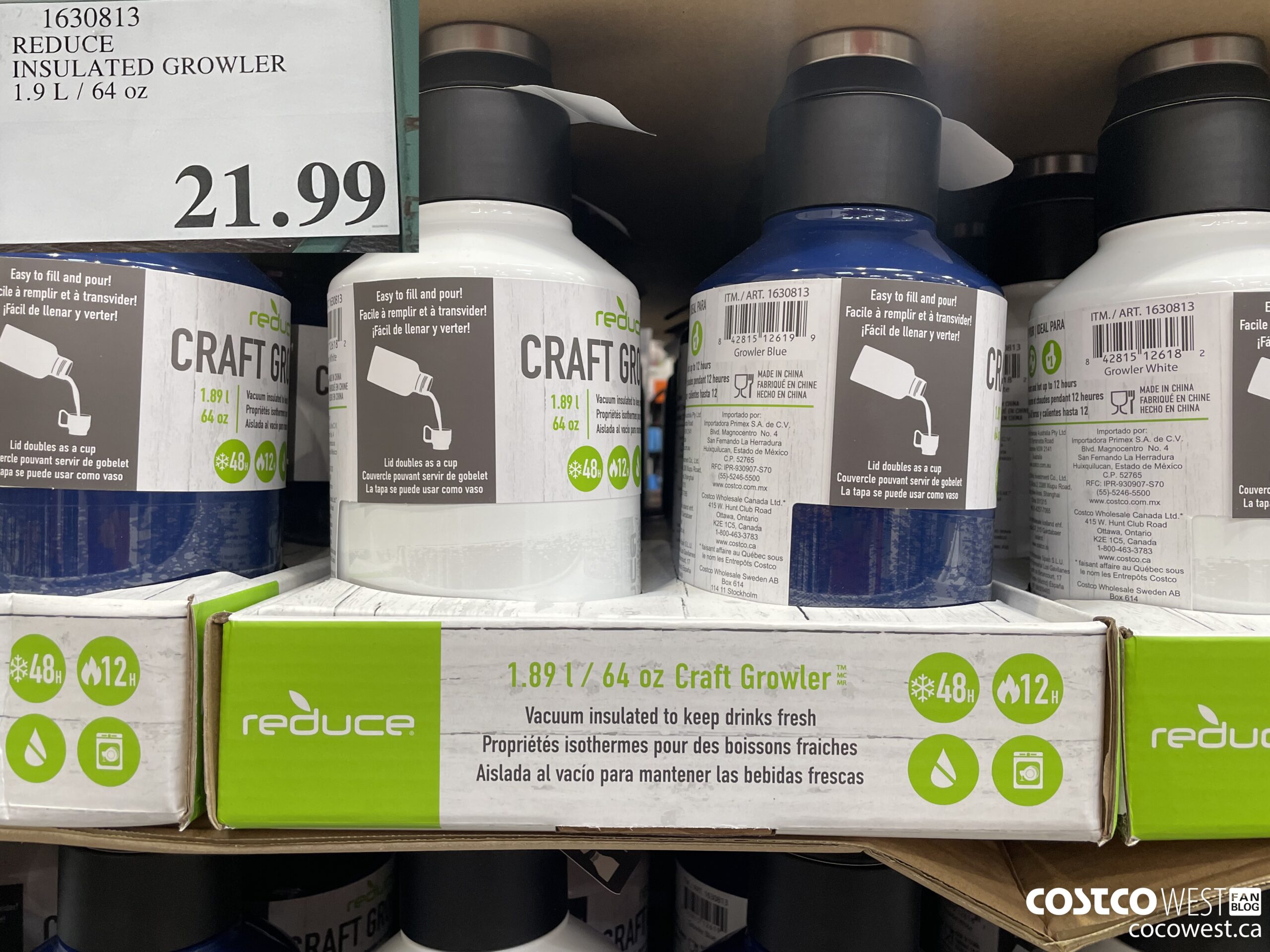 1630813 REDUCE INSULATED GROWLER 1.9 L / 64 OZ $21.99