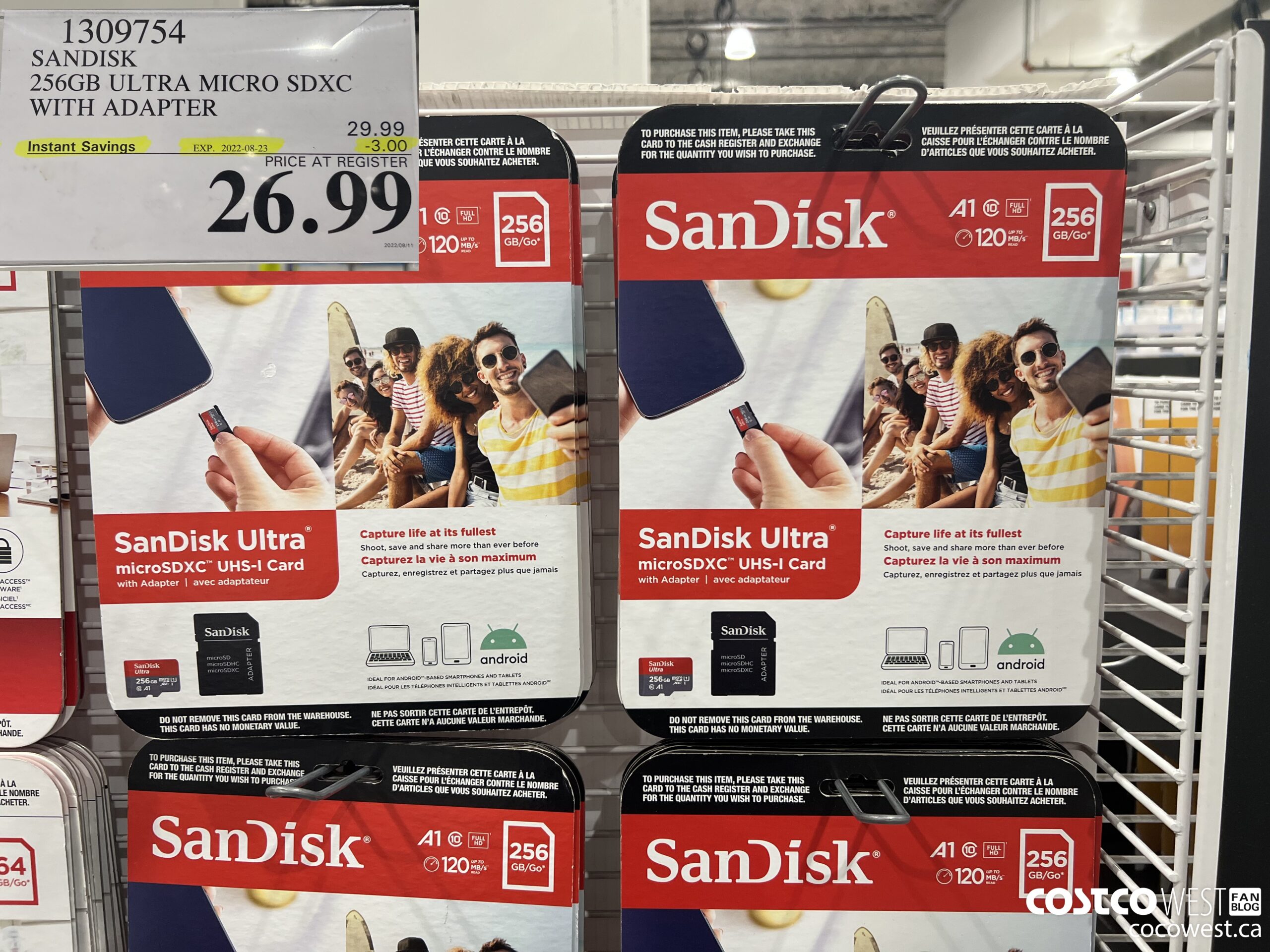 1309754 SANDISK 256GB ULTRA MICRO SDXC WITH ADAPTER ($3.00 INSTANT SAVINGS EXPIRES ON 2022-08-23) $26.99