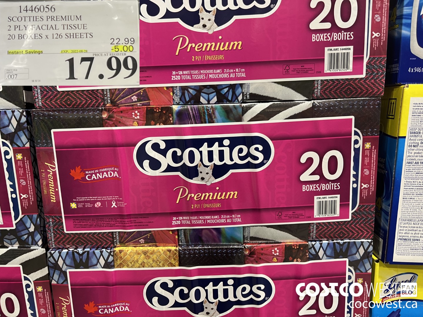 1446056 SCOTTIES PREMIUM 2 PLY FACIAL TISSUE 20 BOXES x 126 SHEETS ($5.00 INSTANT SAVINGS EXPIRES ON 2022-08-28) $17.99