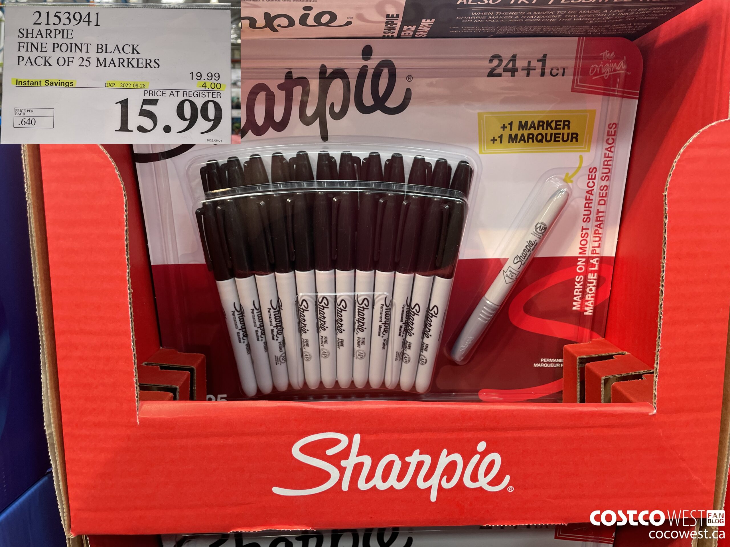2153941 SHARPIE FINE POINT BLACK PACK OF 25 MARKERS ($4.00 INSTANT SAVINGS EXPIRES ON 2022-08-28) $15.99