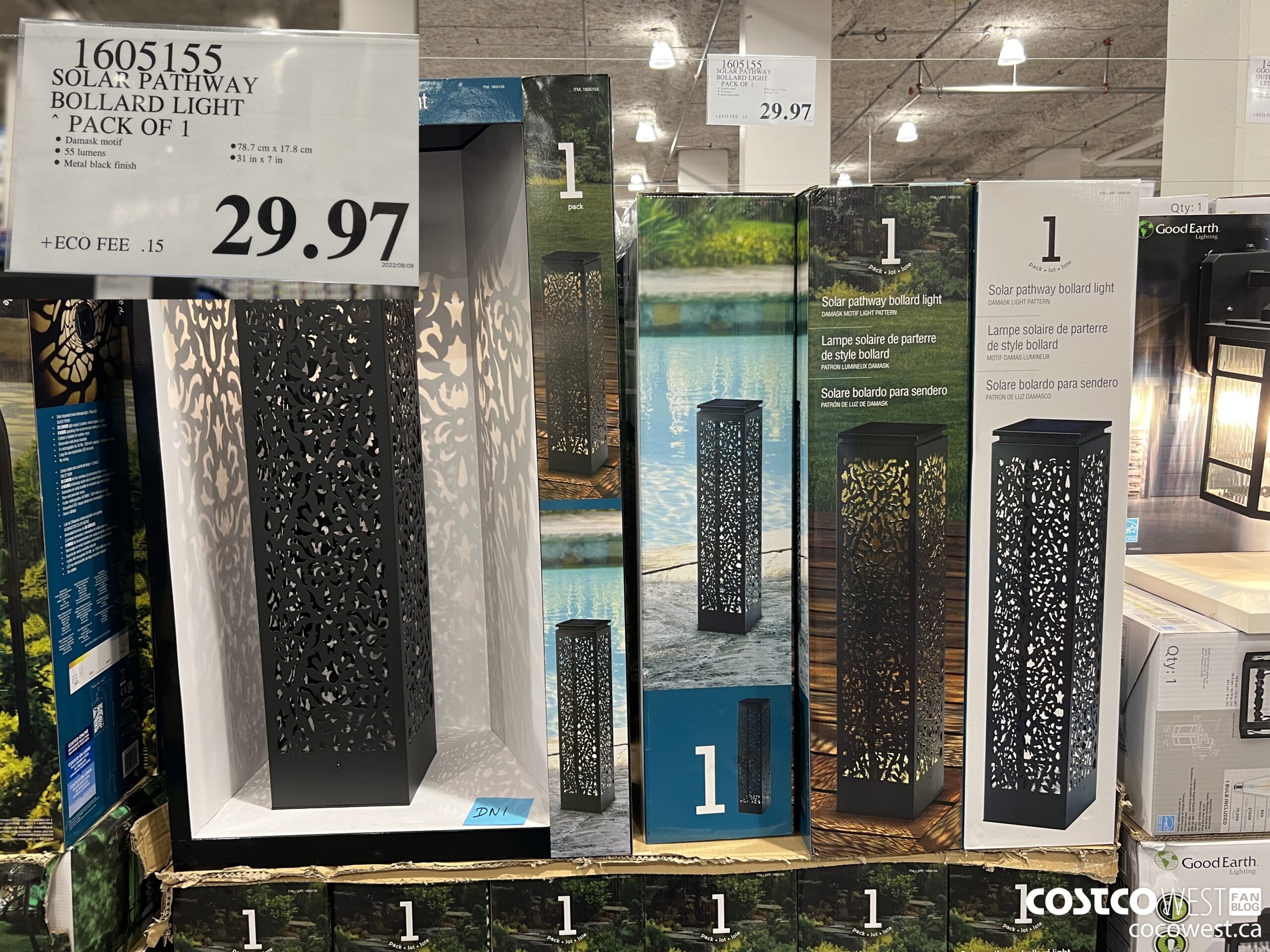 1605155 SOLAR PATHWAY BOLLARD LIGHT PACK OF 1 $29.97