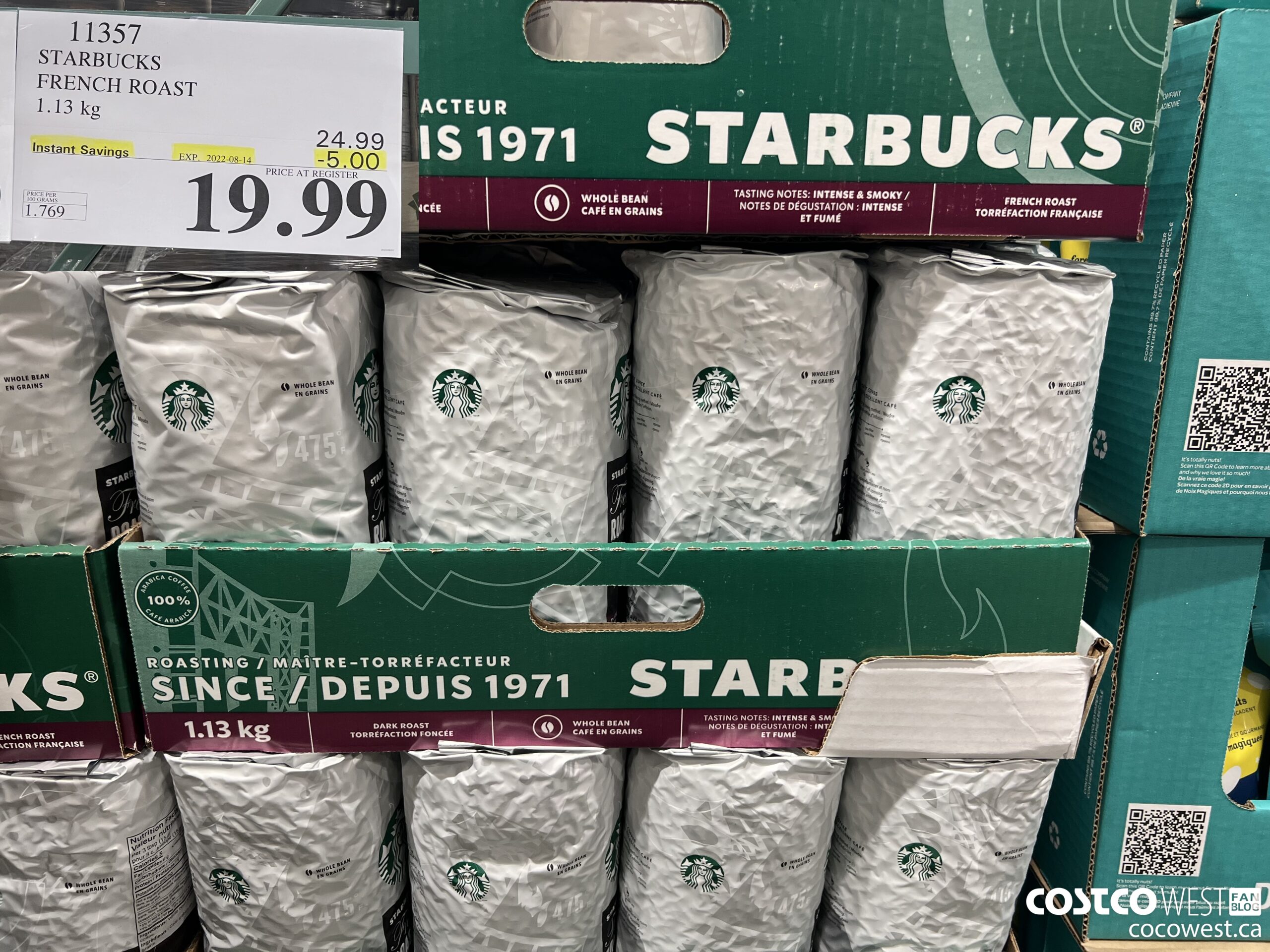 11357 STARBUCKS FRENCH ROAST 1.13 KG ($5.00 INSTANT SAVINGS EXPIRES ON 2022-08-14) $19.99