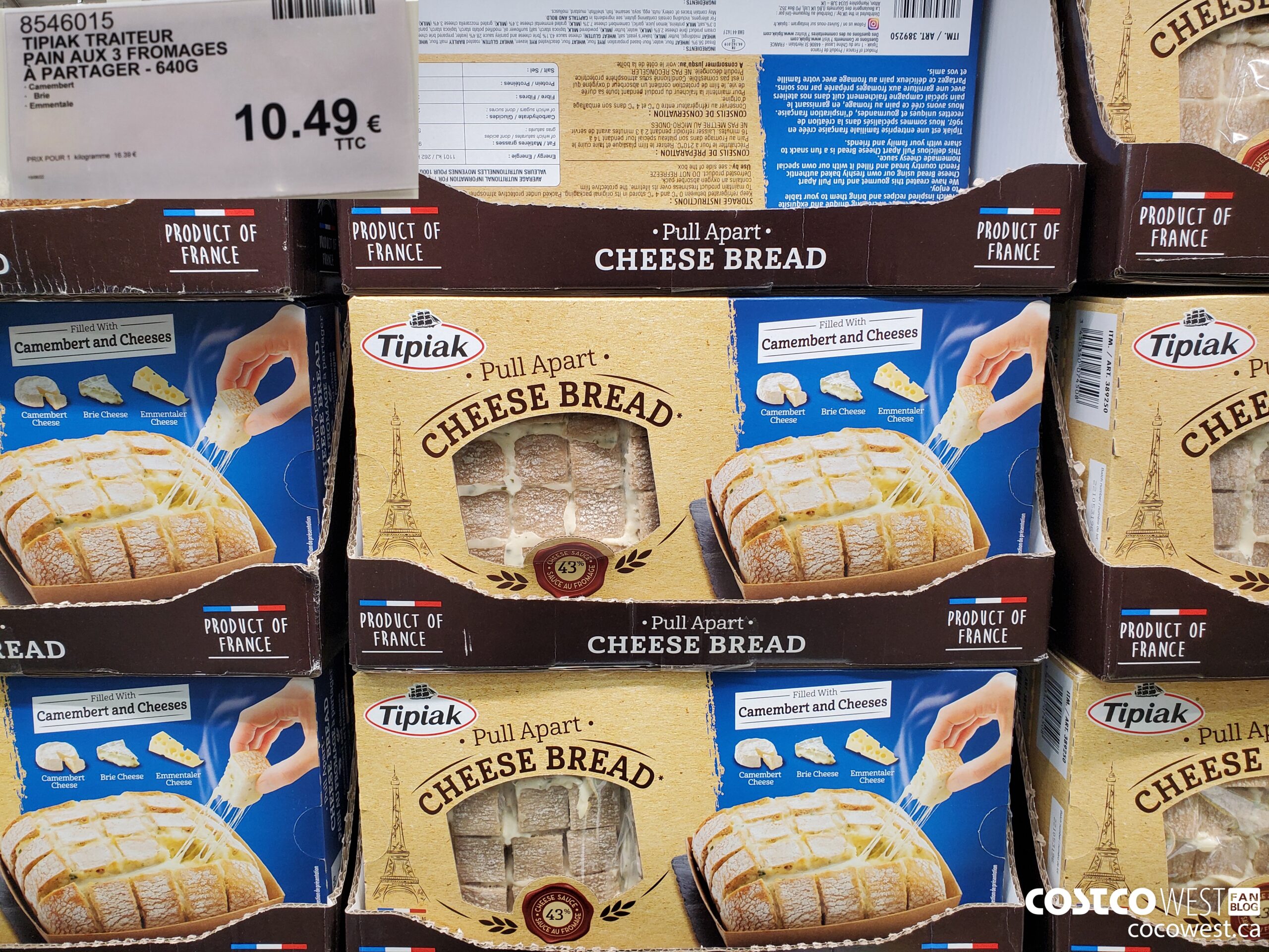 8546015 TIPIAK TRAITEUR PAIN AUX 3 FROMAGES A PARTAGER 640G $10.49