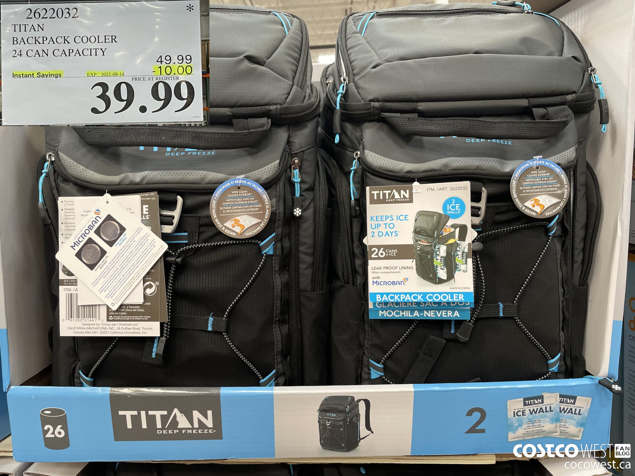 2622032 TITAN BACKPACK COOLER 24 CAN CAPACITY ($10.00 INSTANT SAVINGS EXPIRES ON 2022-08-14) $39.99
