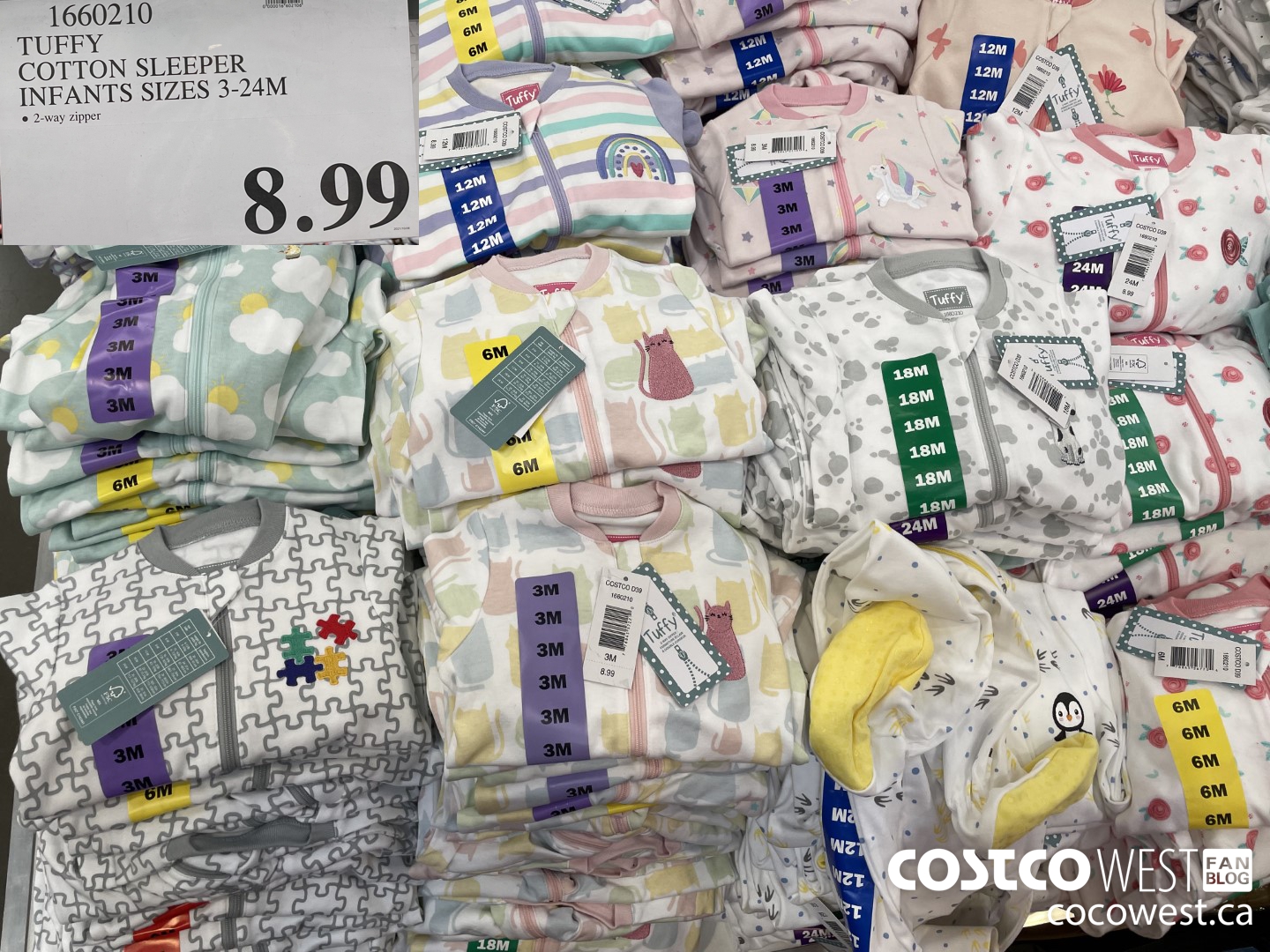 1660210 TUFFY COTTON SLEEPER INFANTS SIZES 3-24M $8.99