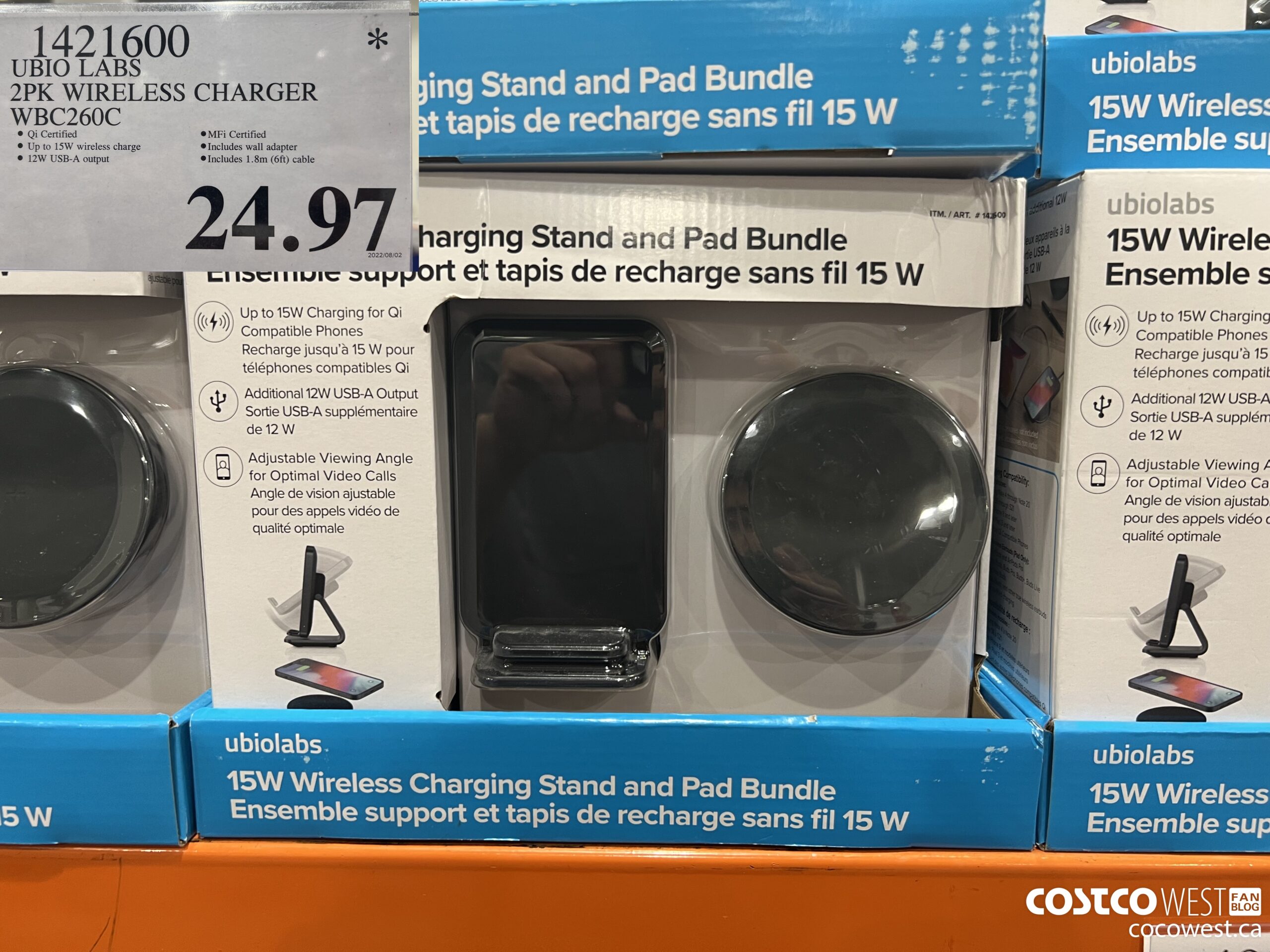 1421600 UBIO LABS 2PK WIRELESS CHARGER WBC260C $24.97