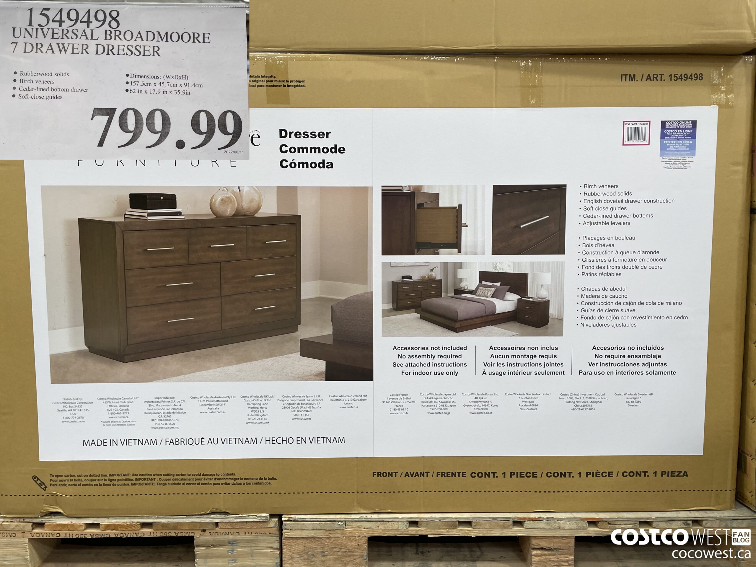 1549498 UNIVERSAL BROADMOORE 7 DRAWER DRESSER  $799.99