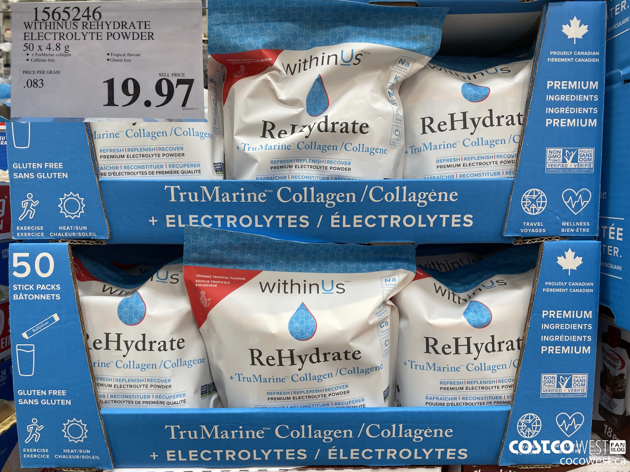 1565246 WITHINUS REHYDRATE ELECTROLYTE POWDER 50 x 4.8 G $19.97