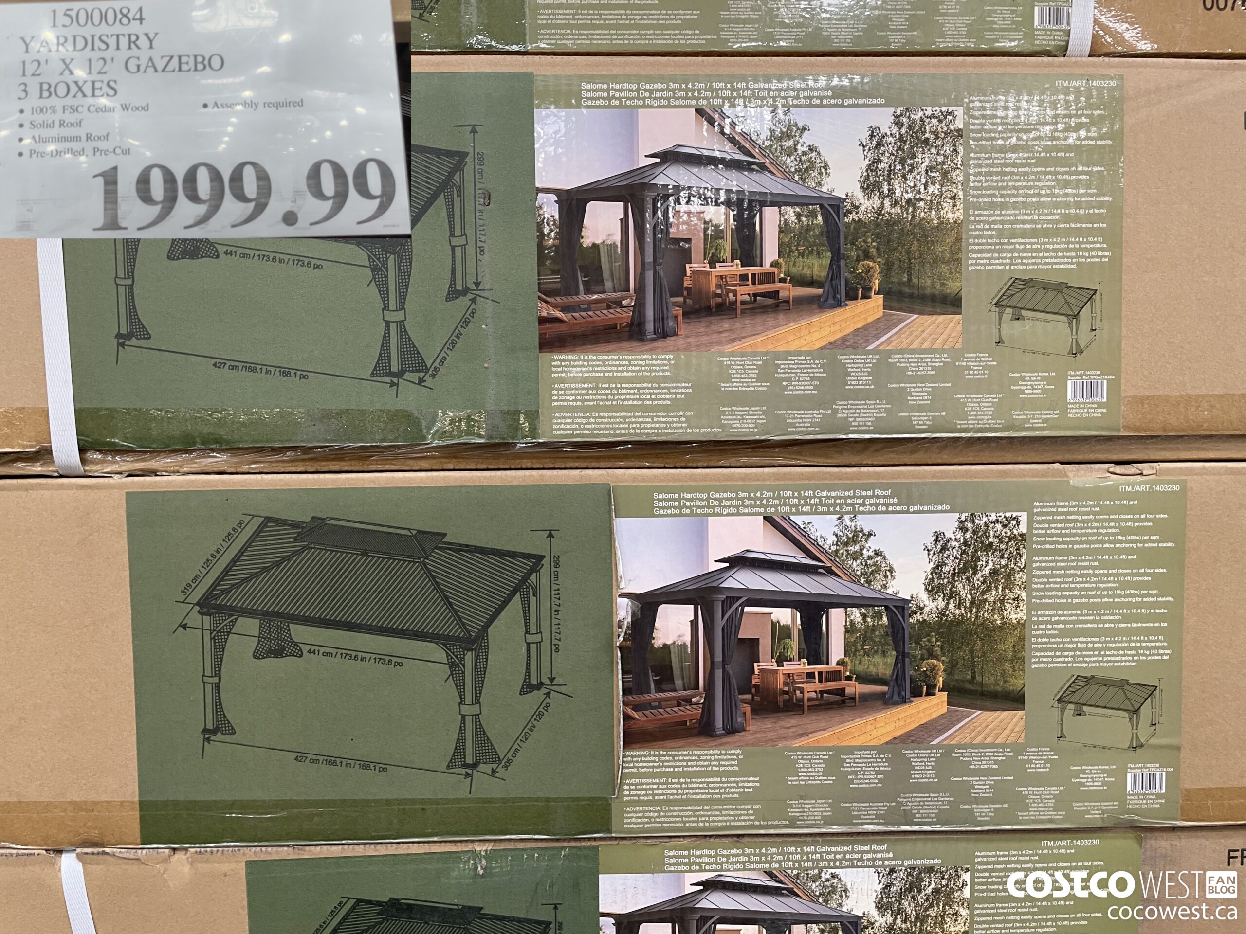 1500084 YARDISTRY 12' x 12' GAZEBO 3 BOXES $1999.99