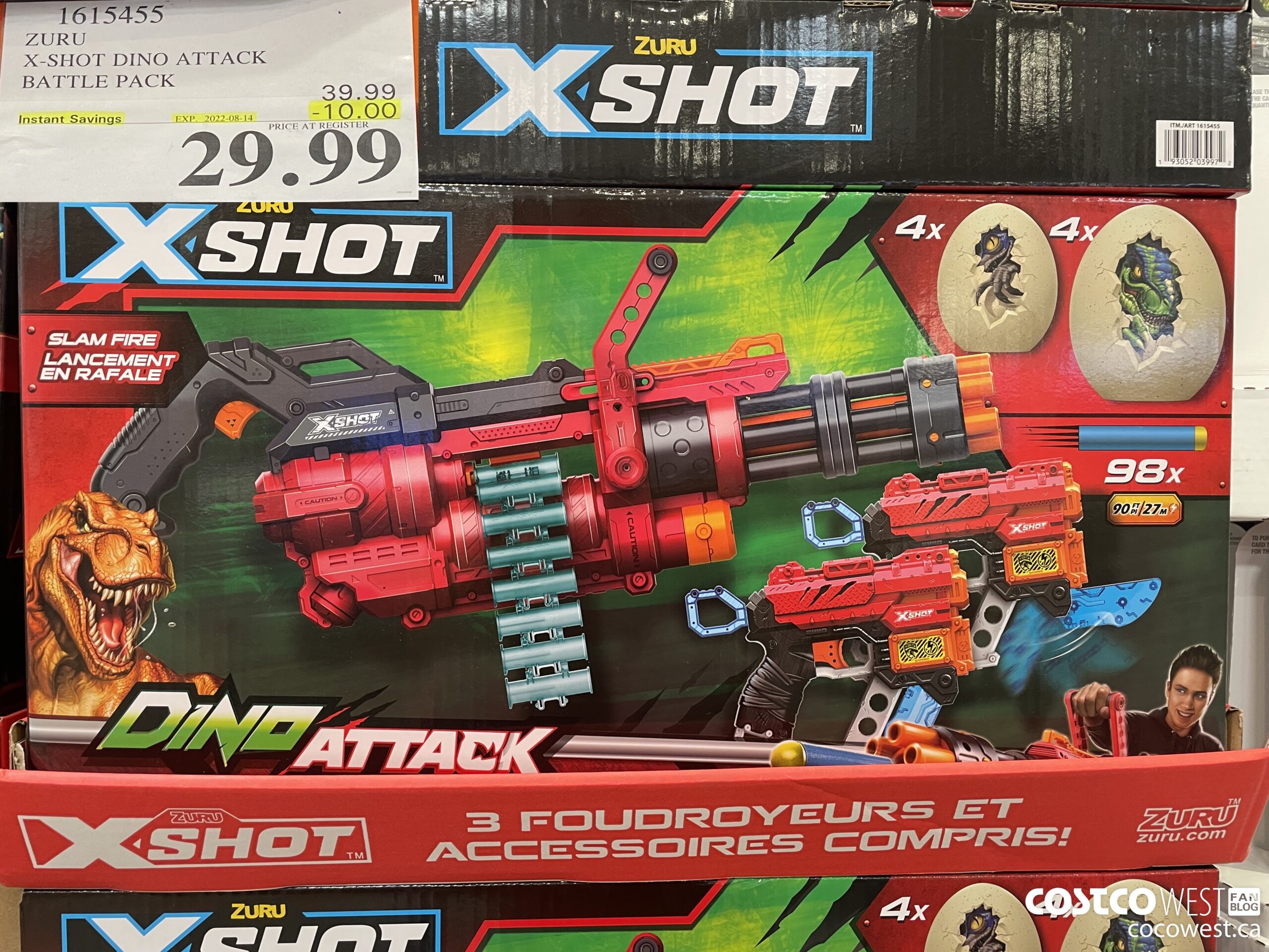 1615455 ZURU X-SHOT DINO ATTACK BATTLE PACK ($10.00 INSTANT SAVINGS EXPIRES ON 2022-08-14) $29.99