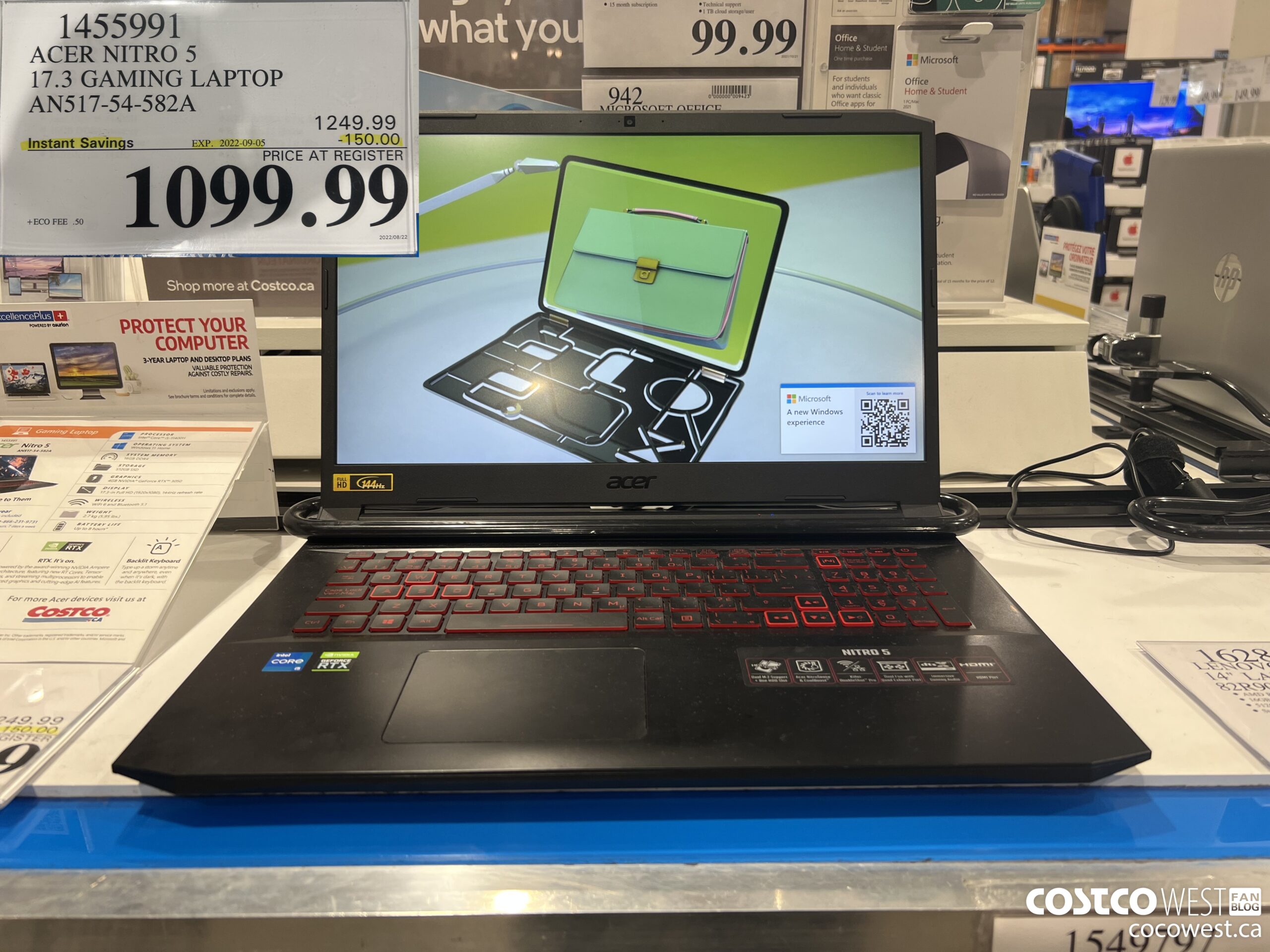 1455991 ACER NITRO 5 17.3 GAMING LAPTOP AN517-54-582A ($150.00 INSTANT SAVINGS EXPIRES ON 2022-09-05) $1099.99