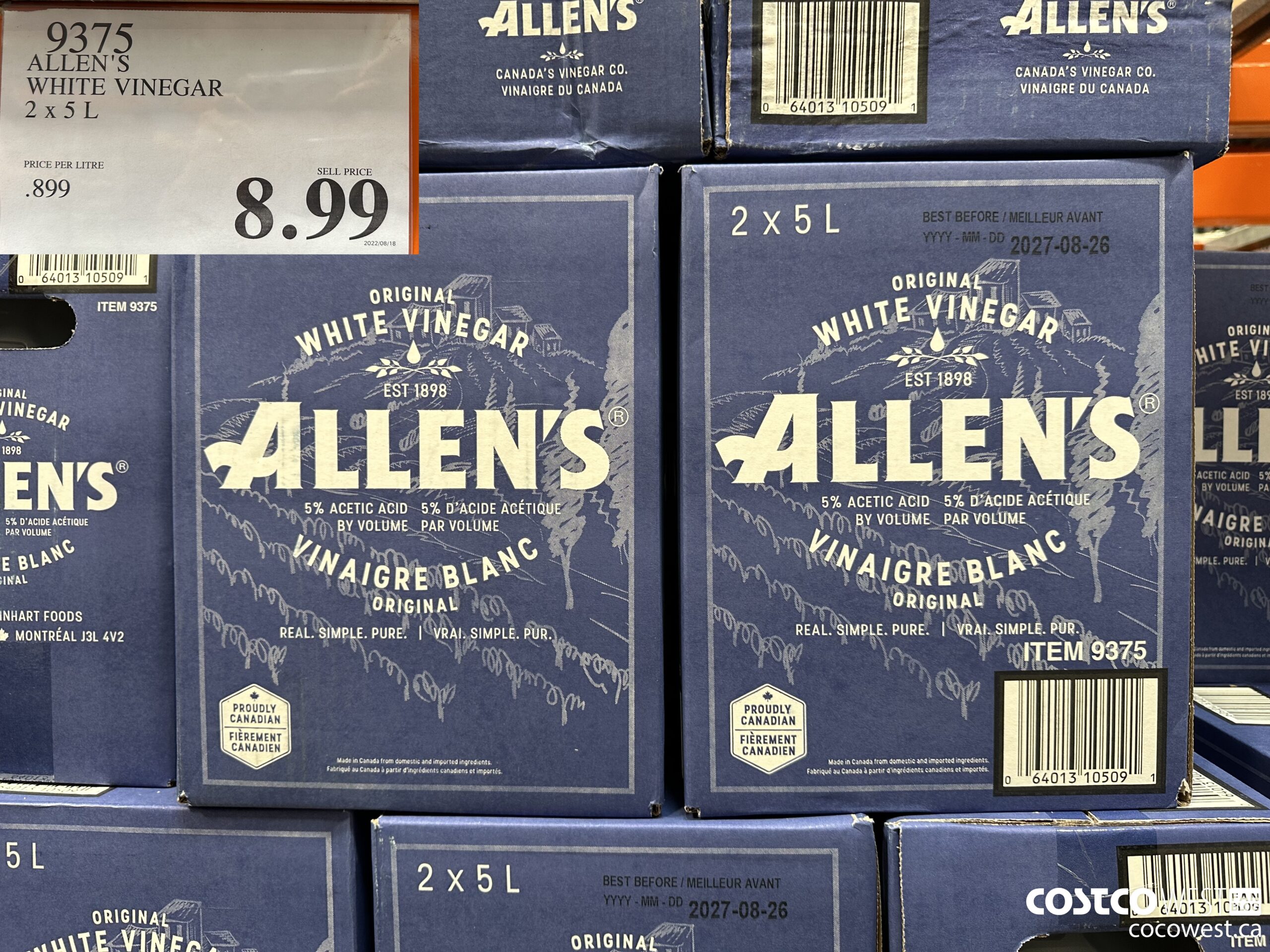 9375 ALLEN'S WHITE VINEGAR 2 x 5 L  $8.99