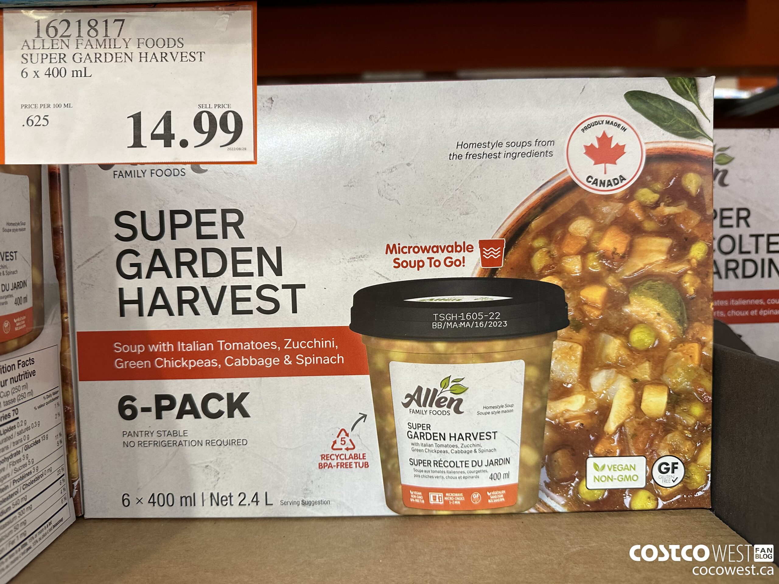 1621817 ALLEN FAMILY FOODS SUPER GARDEN HARVEST 6 x 400 mL  $14.99