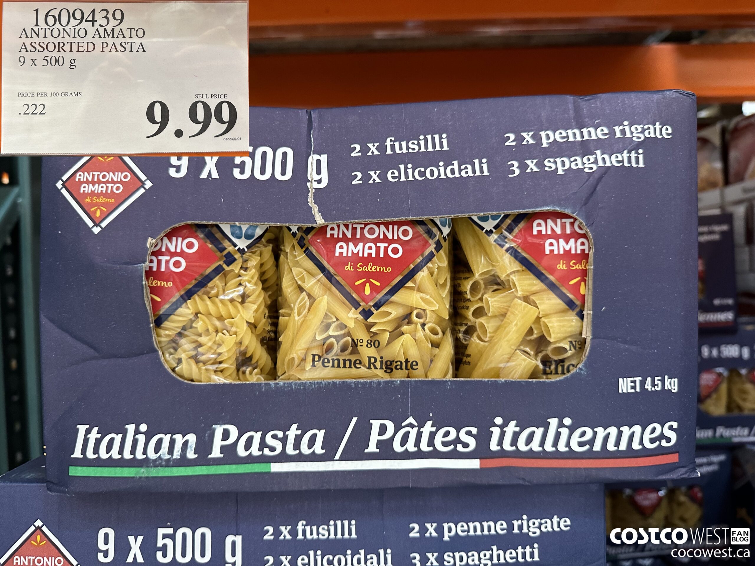 1609439 ANTONIO AMATO ASSORTED PASTA 9 X 500 G $9.99