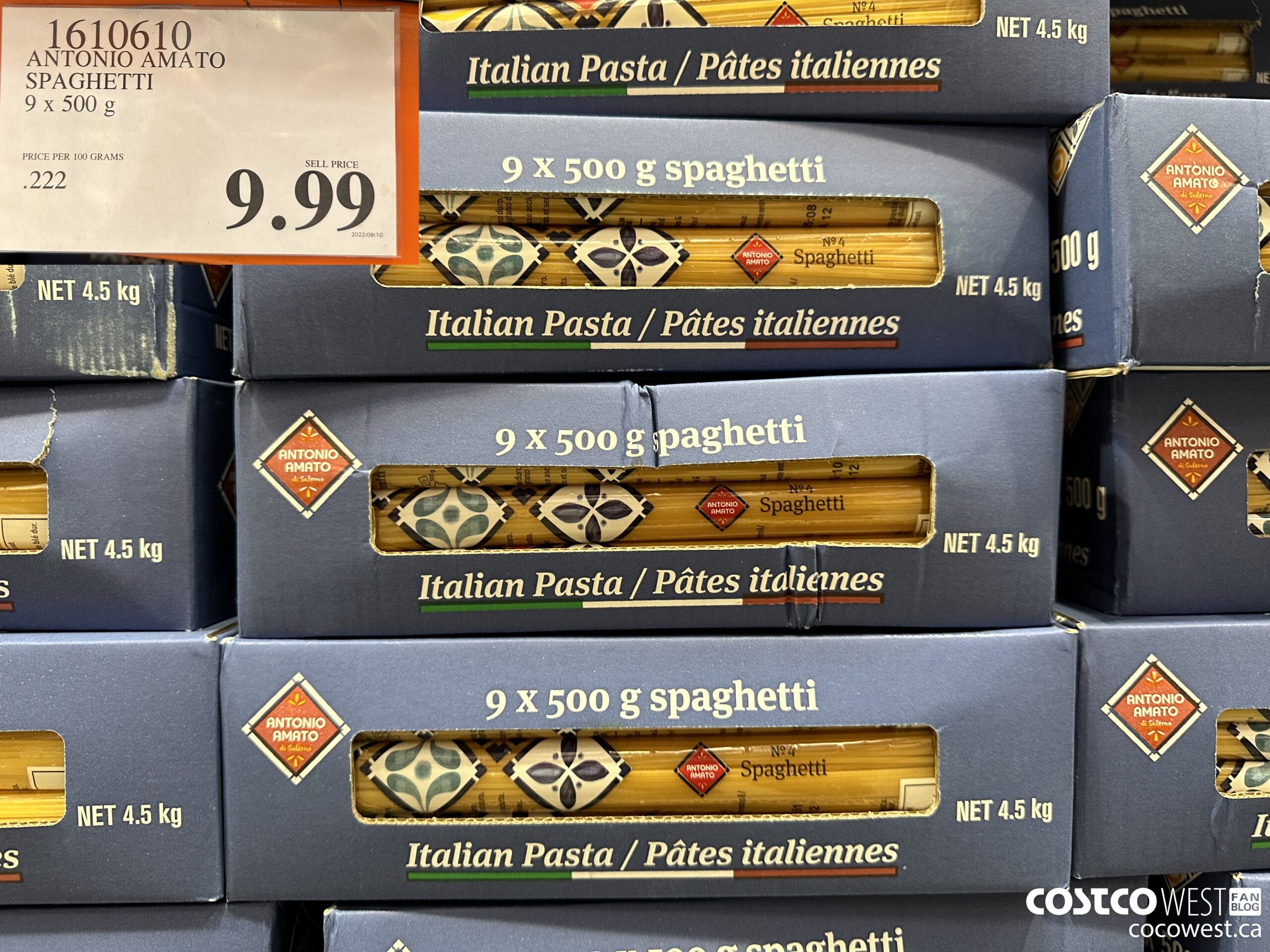 1610610 ANTONIO AMATO SPAGHETTI 9 X 500 G $9.99