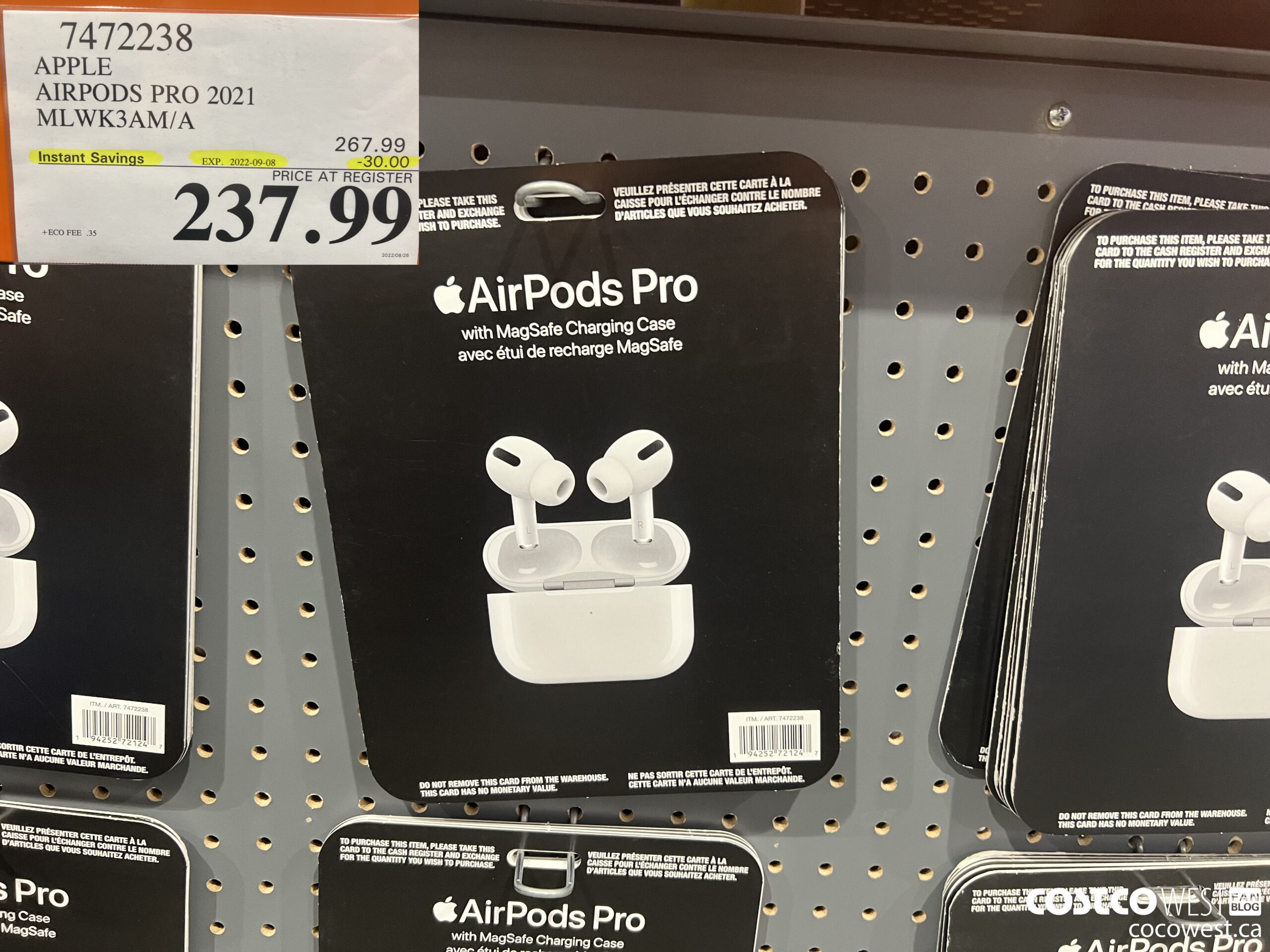 7472238 APPLE AIRPODS PRO 2021 MLWK3AM/A ($30.00 INSTANT SAVINGS EXPIRES ON 2022-09-08) $237.99