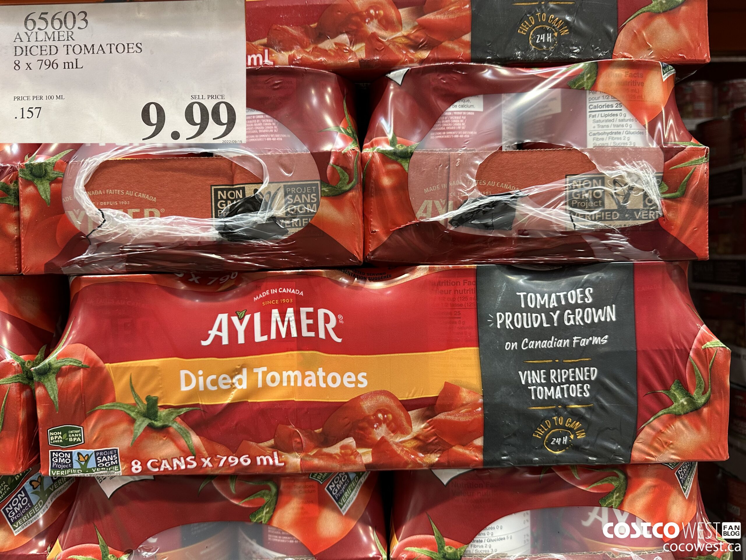 65603 AYLMER DICED TOMATOES 8 X 796 ML $9.99