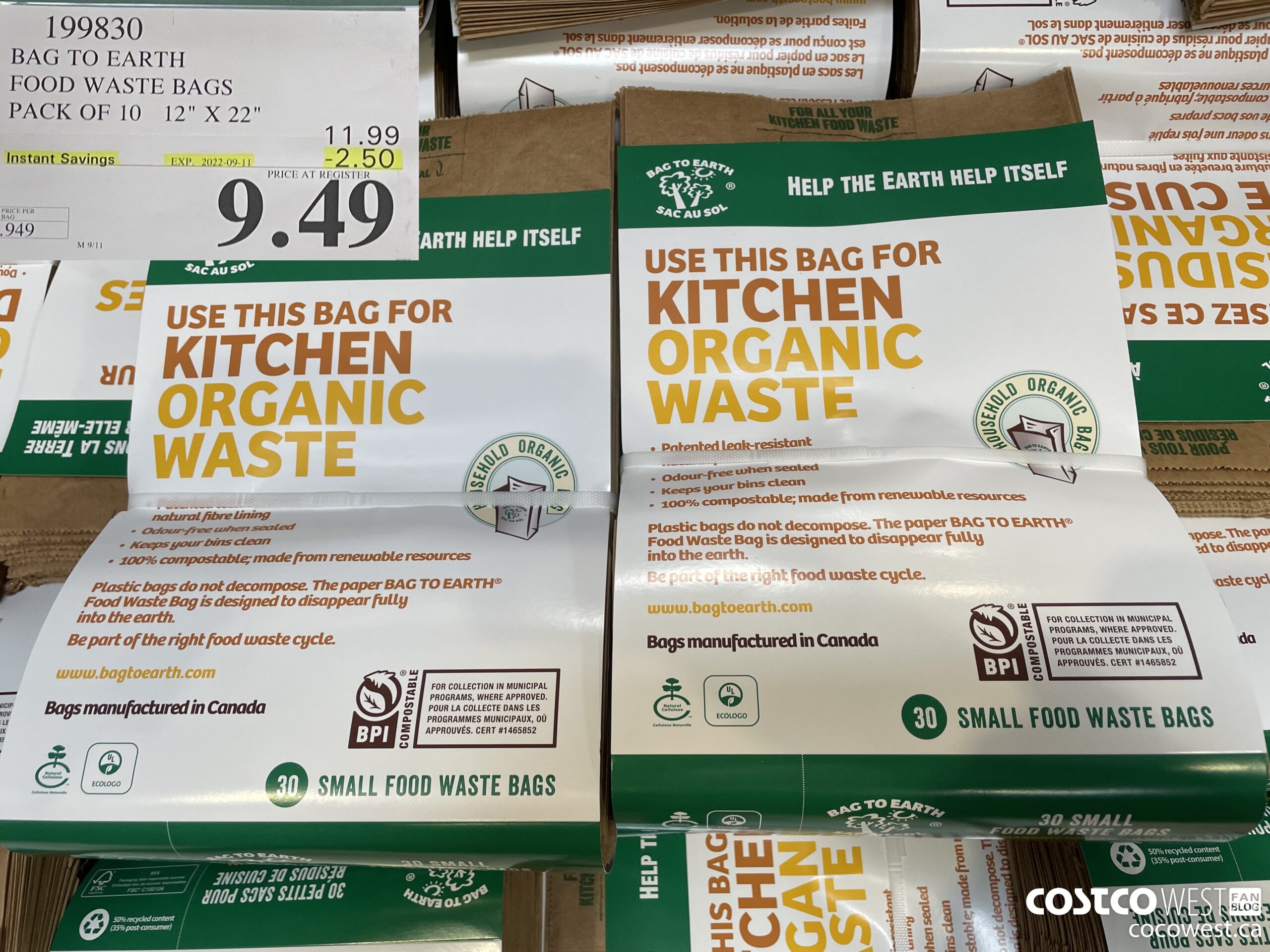 199830 BAG TO EARTH FOOD WASTE BAGS PACK OF 10 12