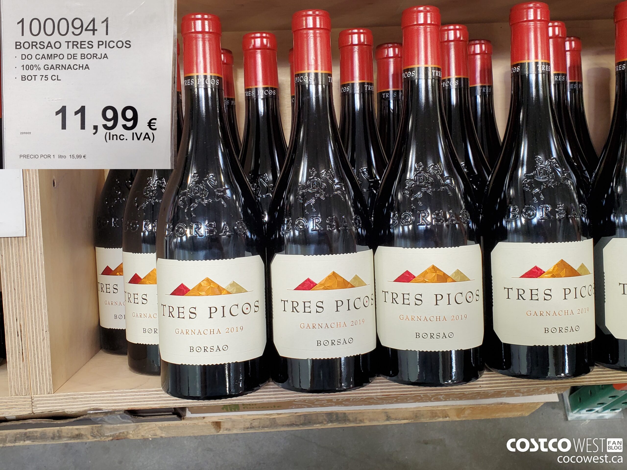 1000941 BORSAO TRES PICOS DO CAMPO DE BORJA 100% GARNACHA BOT 75CL $11.99