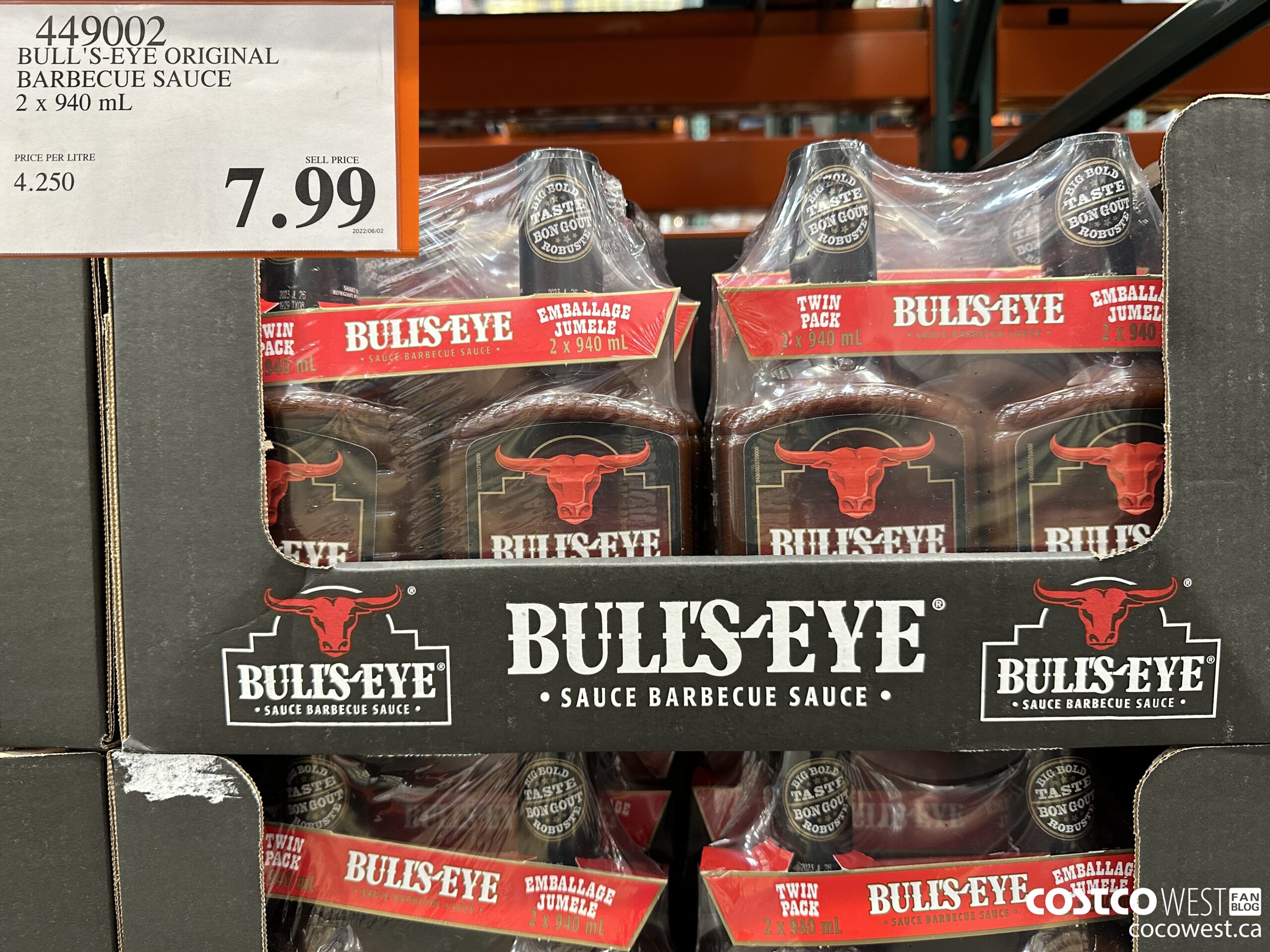 449002 BULLSEYE ORIGINAL BARBECUE SAUCE 2 X 940ML $7.99