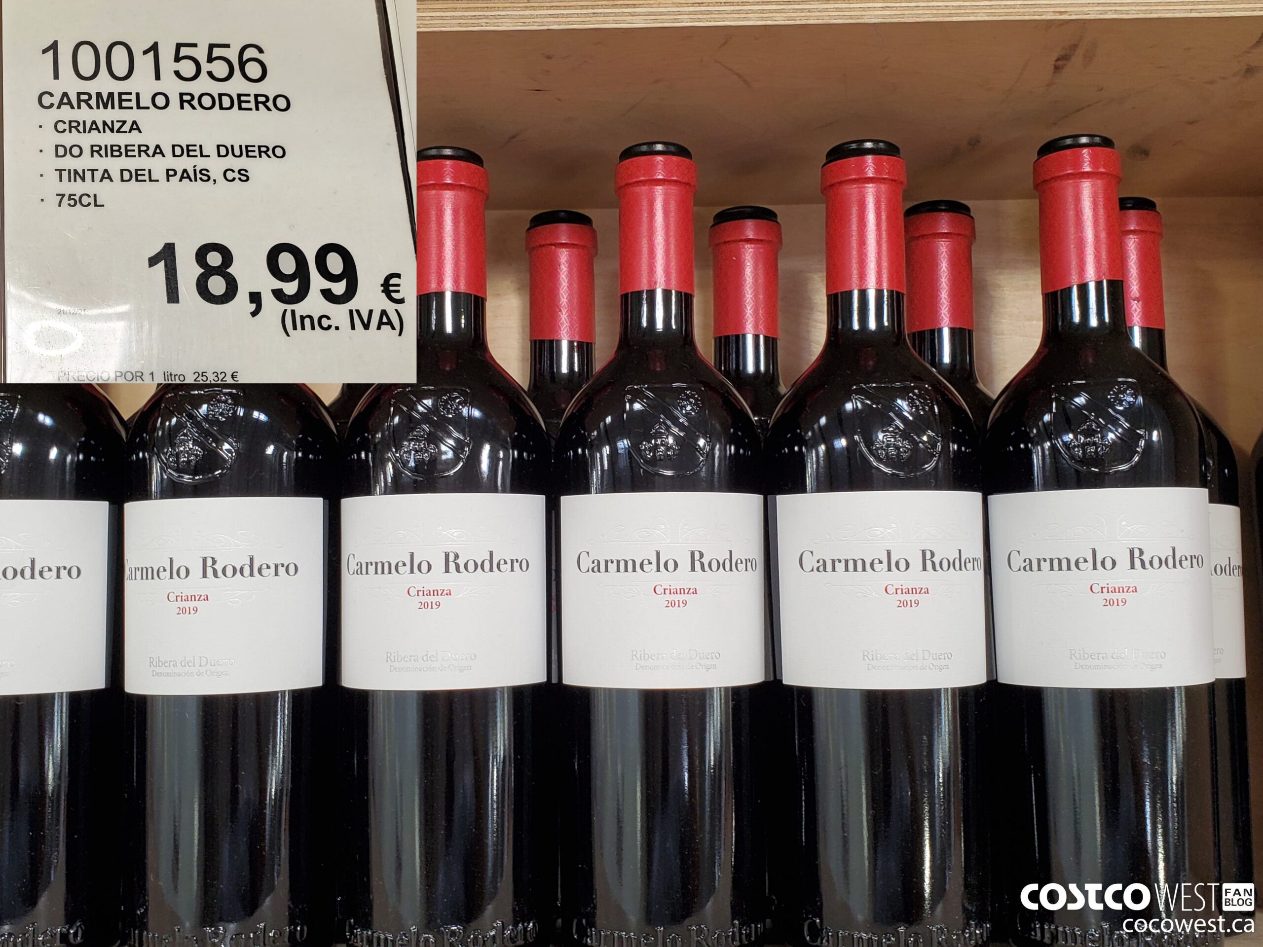 1001556 CARMELO RODERO CRIANZA DO RIBERA DEL DUEDRO TINTA DEL PAIS, CS 75CL $18.99