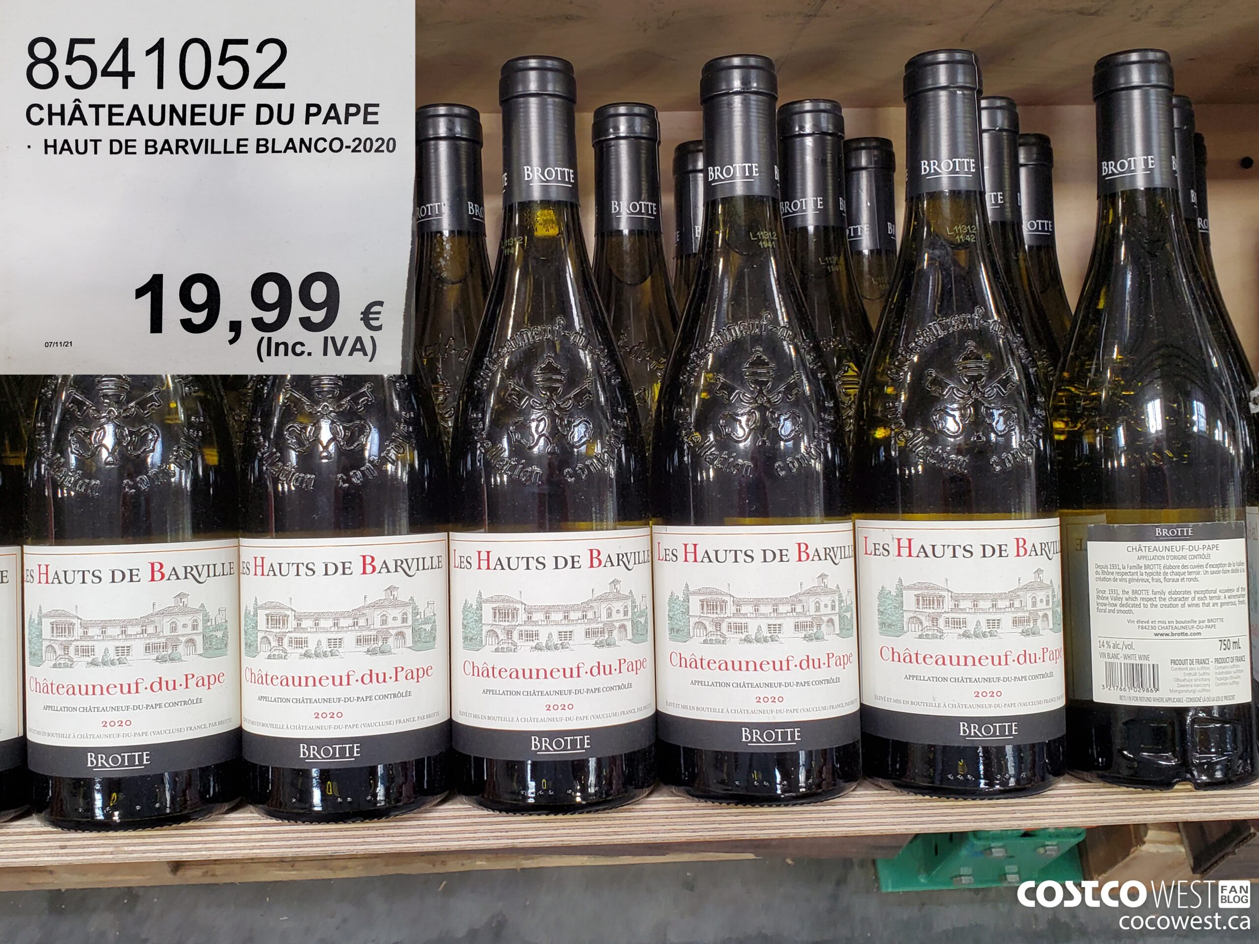 8541052 CHATEAUNEUF DU PAPE HAUT DE BARVILLE BLANCO 2020 $19.99