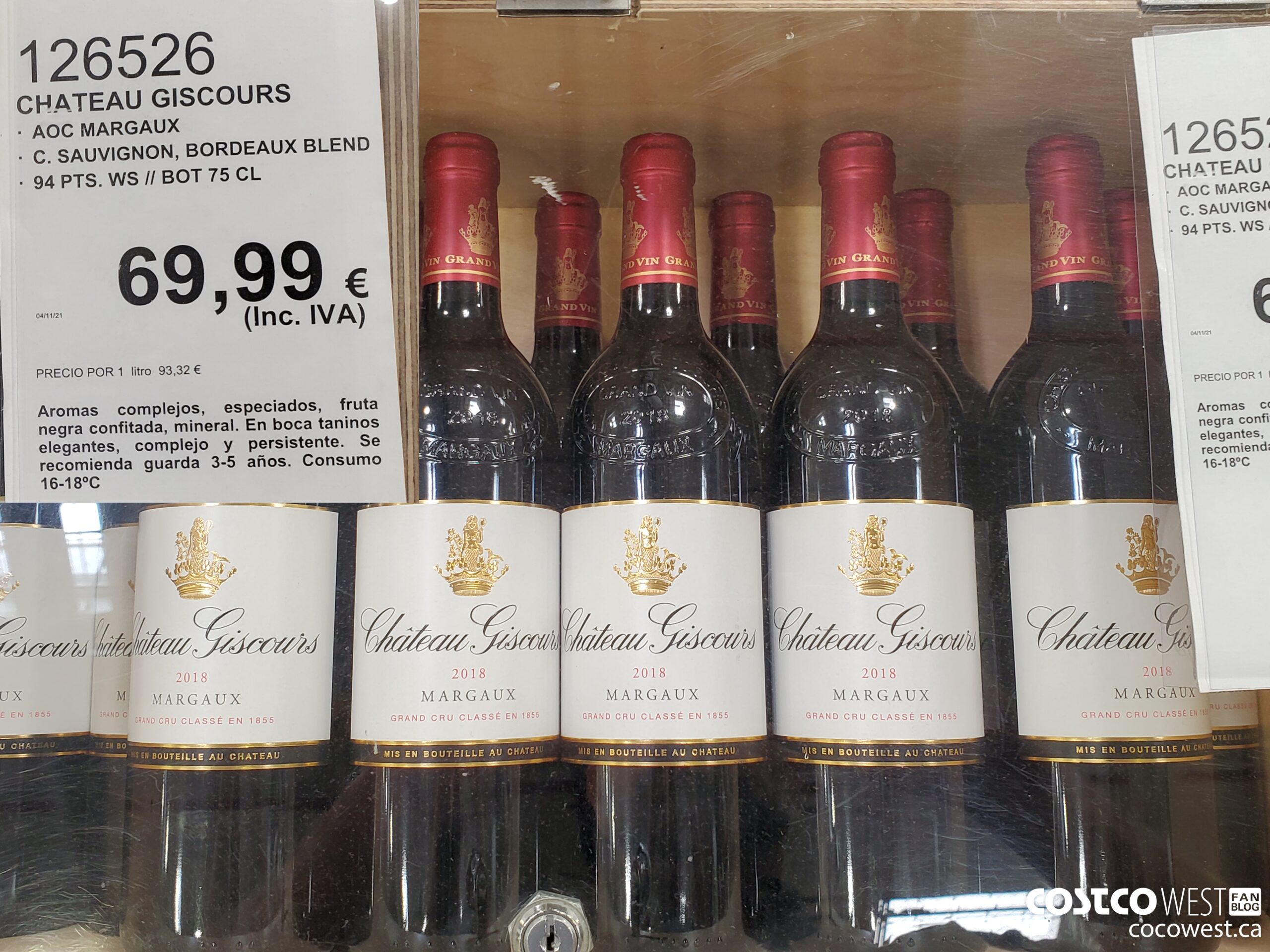 126526 CHATEAU GISCOURS AOC MARGAUX C. SAUVIGNON, BORDEAUX BLEND 94 PTS WS // BOT 75 CL $69.99