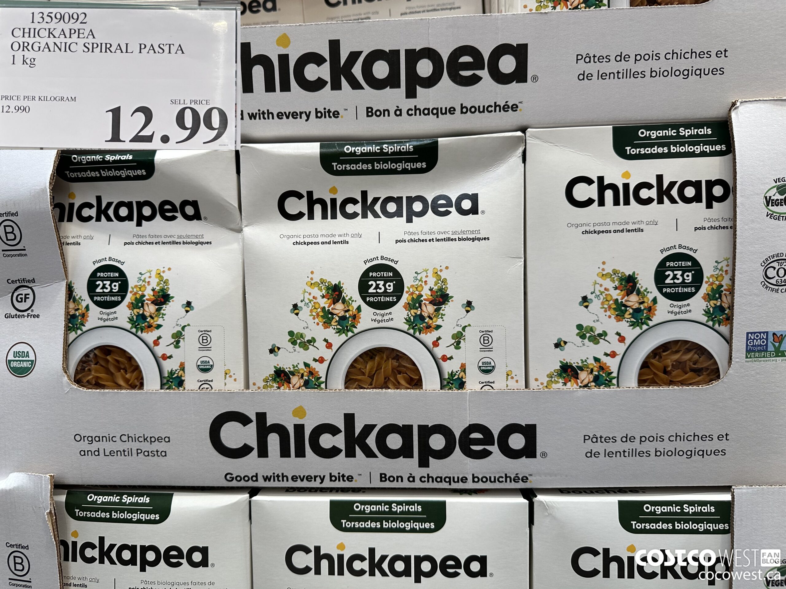 1359092 CHICKAPEA ORGANIC SPIRAL PASTA 1 kg $12.99