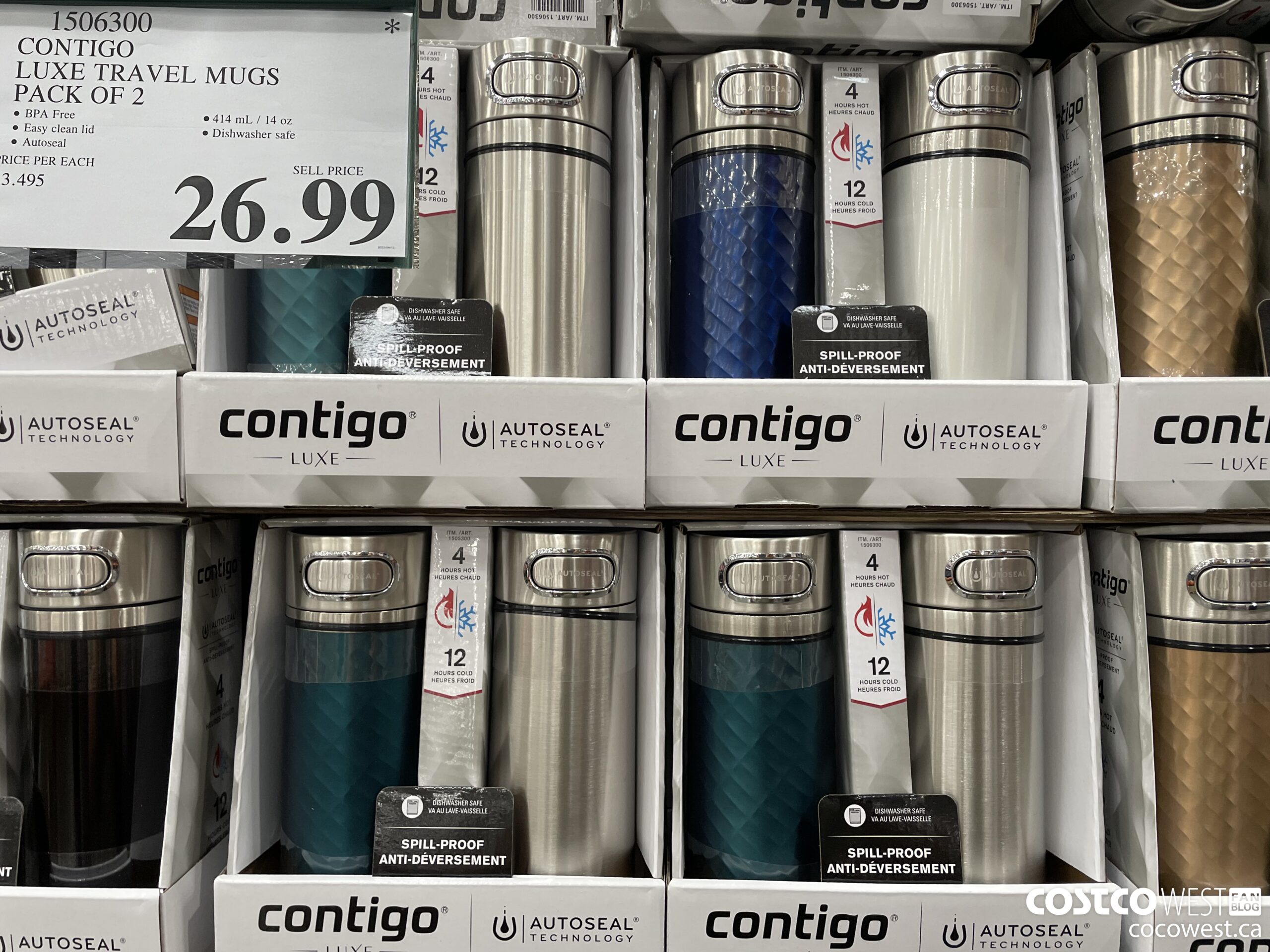 1506300 CONTIGO LUXE TRAVEL MUGS PACK OF 2 $26.99