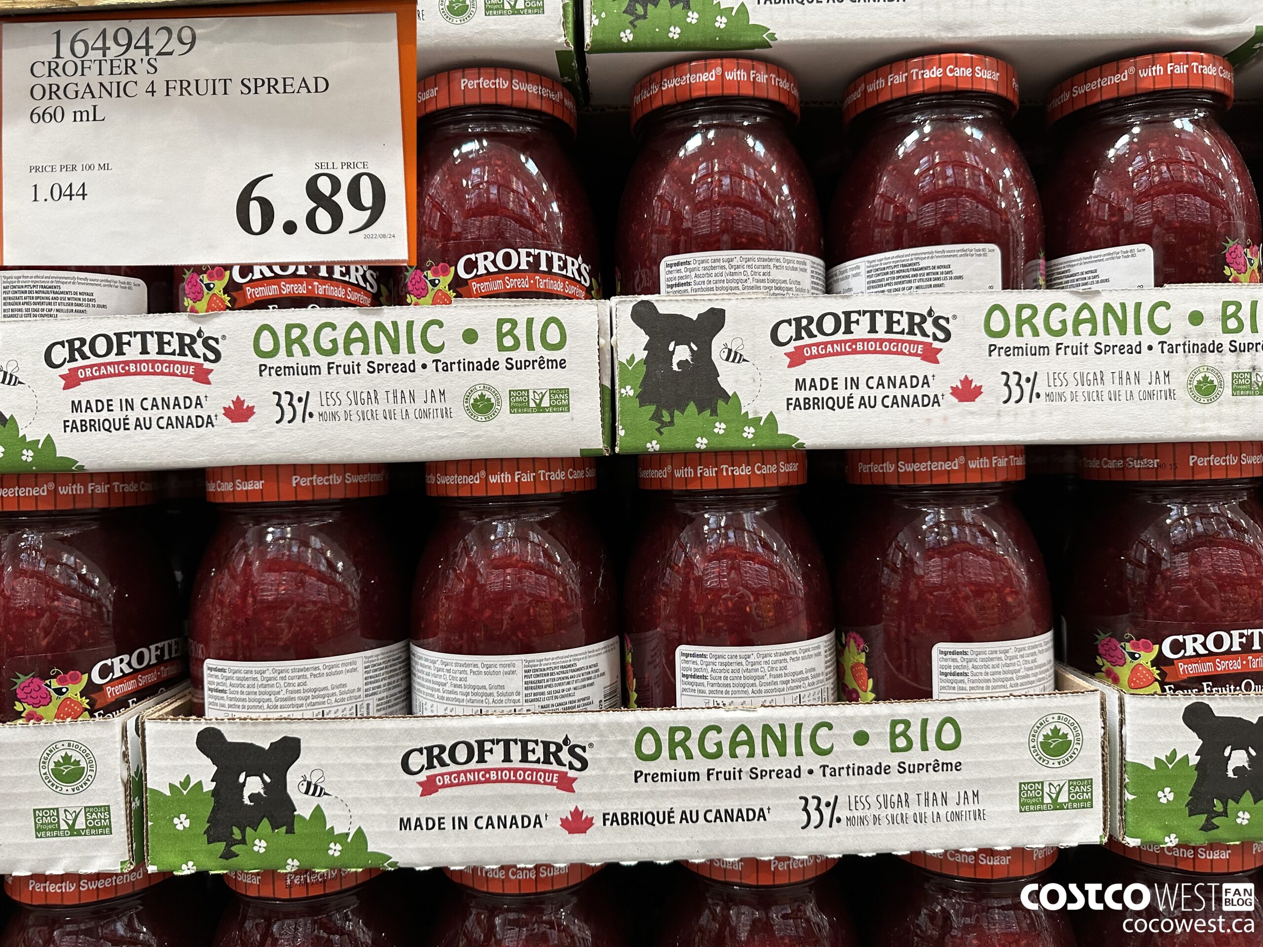 1649429 CROFTER'S ORGANIC 4 FRUIT SPREAD 660 ML $6.89