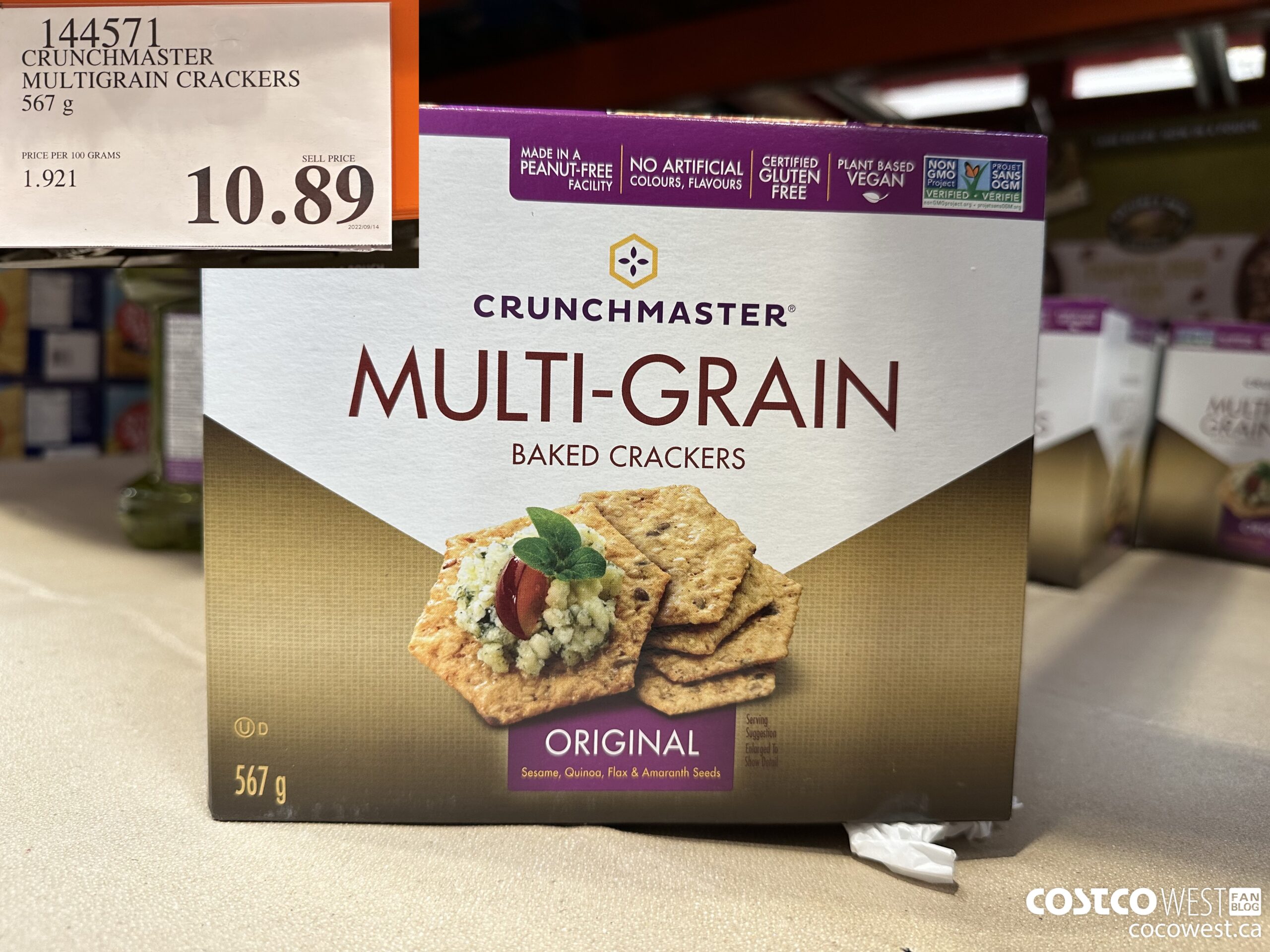 144571 CRUNCHMASTER MULTIGRAIN CRACKERS 567 G $10.89