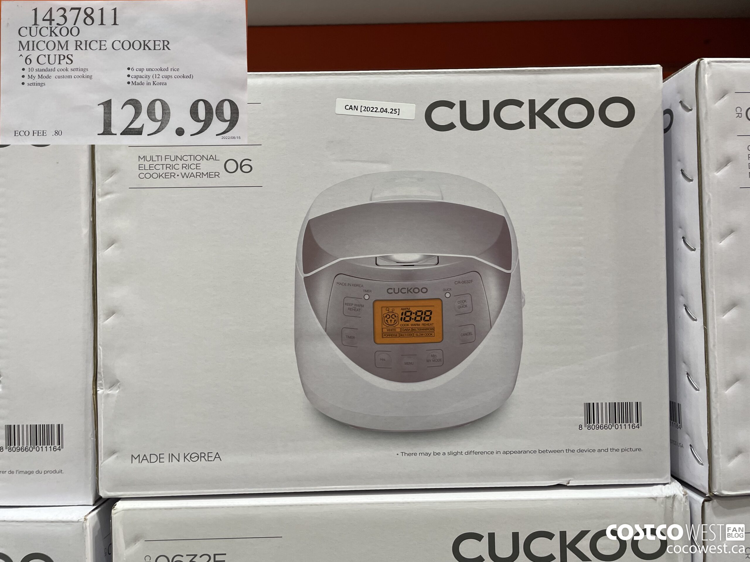 1437811 CUCKOO MICOM RICE COOKER 6 CUPS $129.99