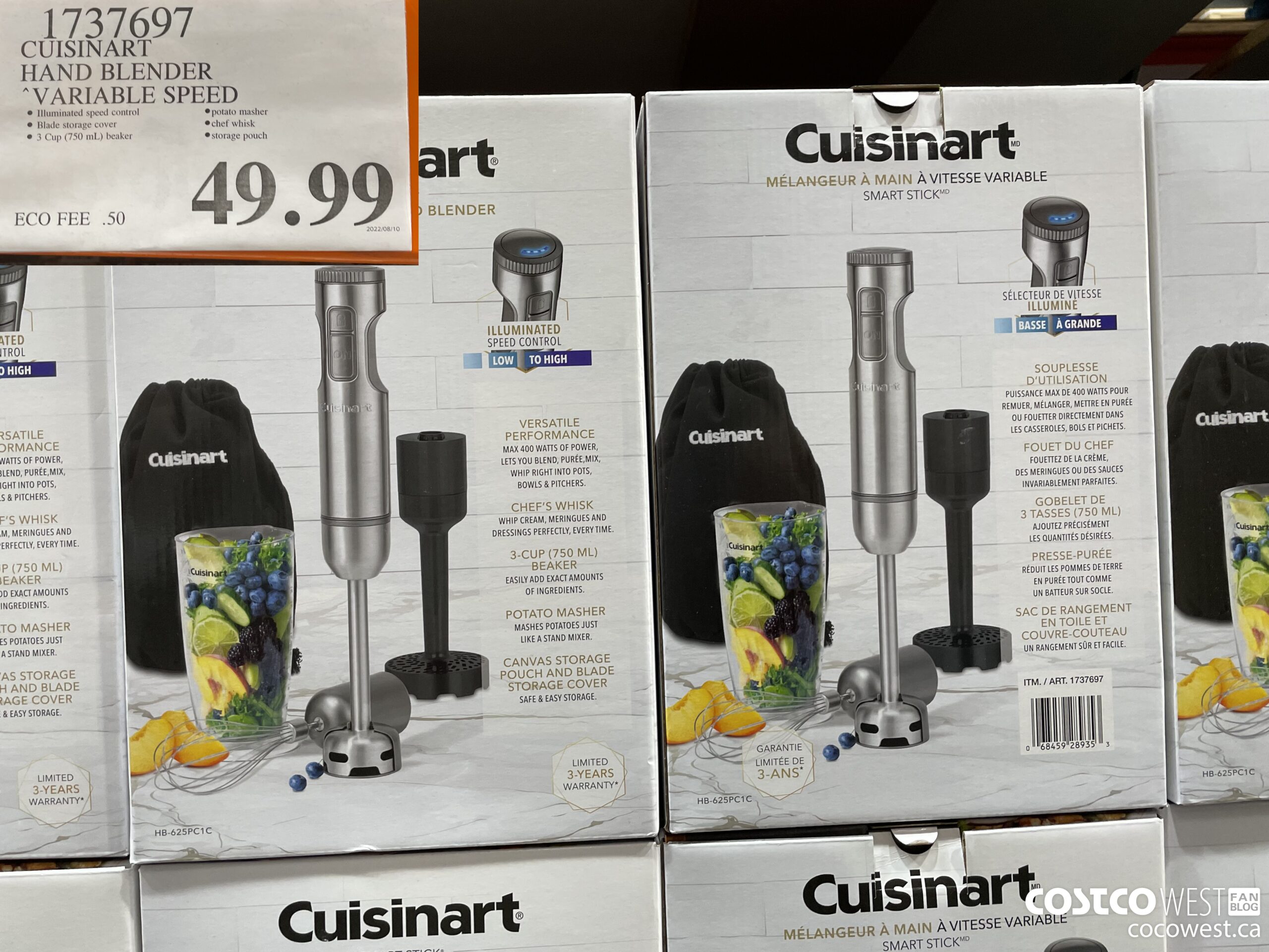 1737697 CUISINART HAND BLENDER VARIABLE SPEED $49.99