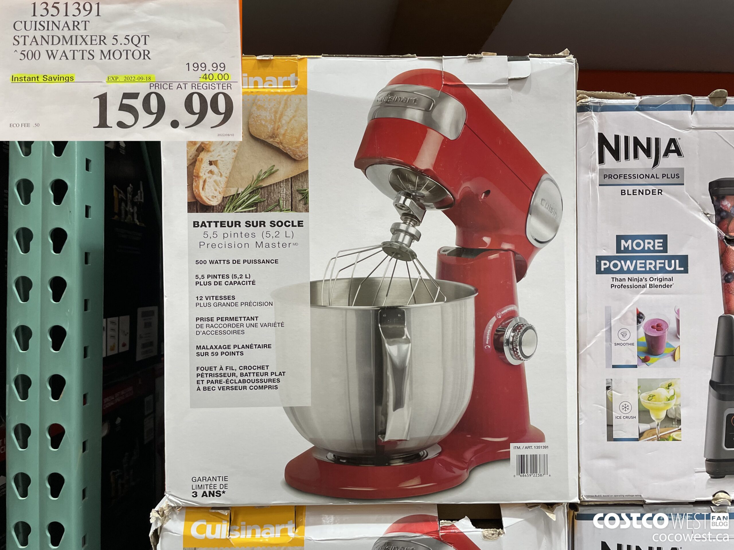 1351391 CUISINART STANDMIXER 5.5QT 500 WATTS MOTOR ($40.00 INSTANT SAVINGS EXPIRES ON 2022-09-18) $159.99