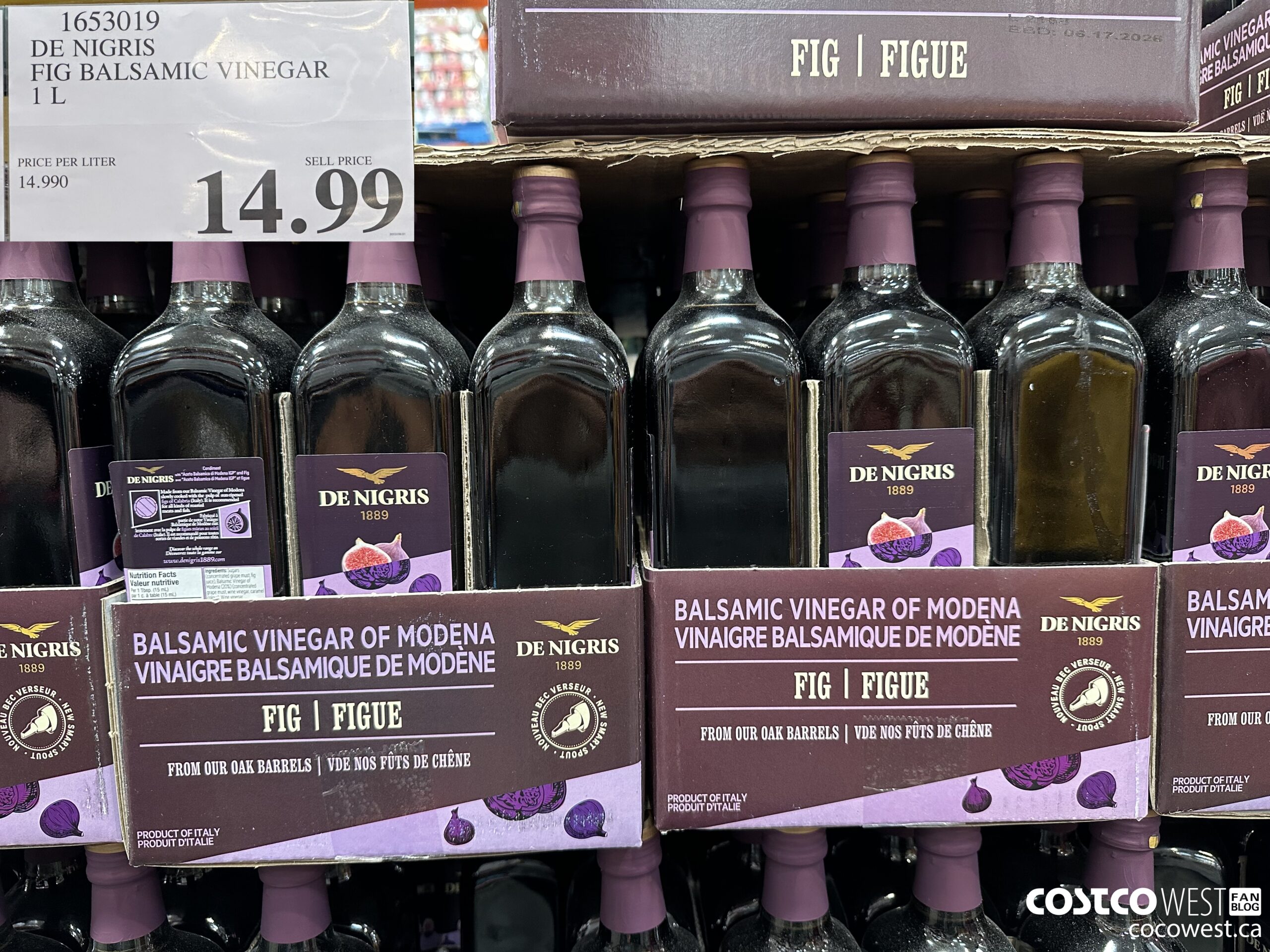 1653019 DE NIGRIS FIG BALSAMIC VINEGAR 1 L $14.99