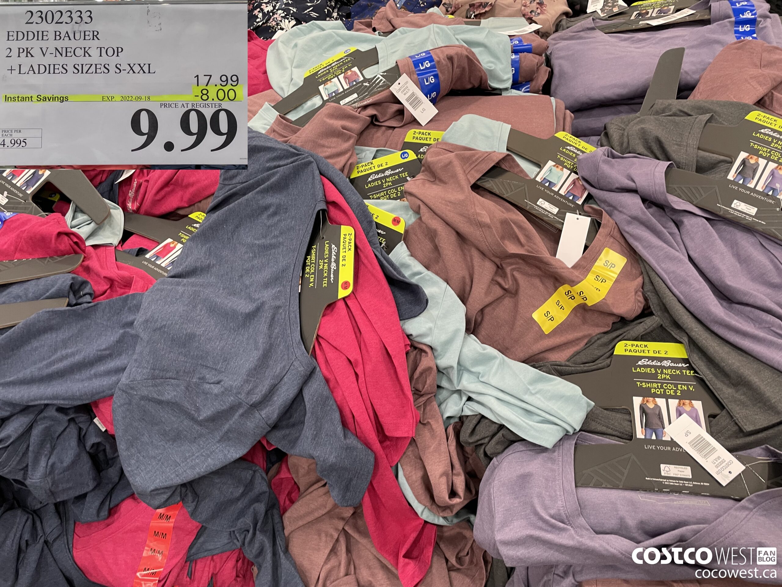 2302333 EDDIE BAUER 2 PK V-NECK TOP LADIES SIZES S-XXL ($8.00 INSTANT SAVINGS EXPIRES ON 2022-09-18) $9.99