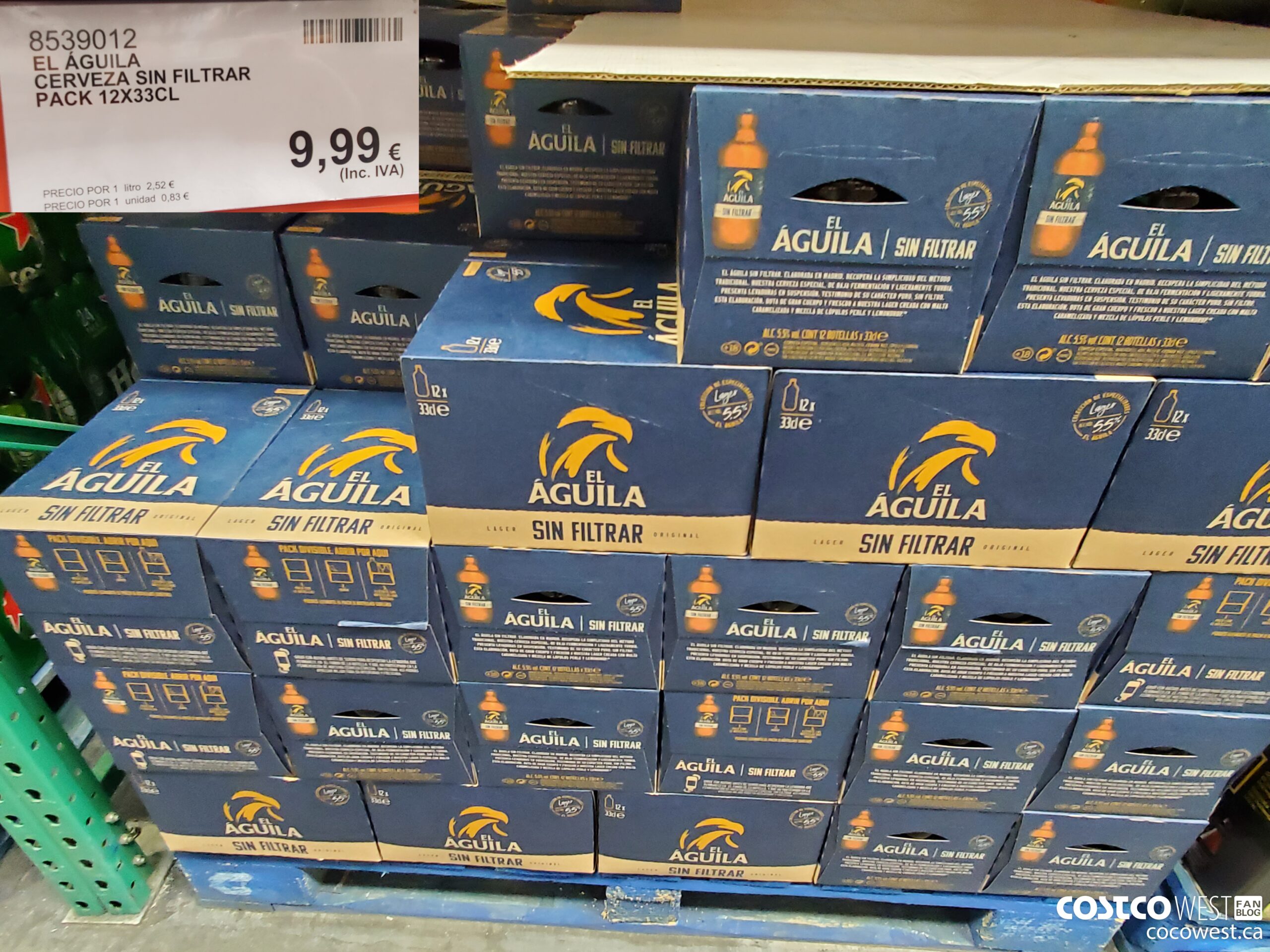 8539012 EL AGUILA CERVEZA SIN FILTRAR PACK 12 X 33 CL $9.99