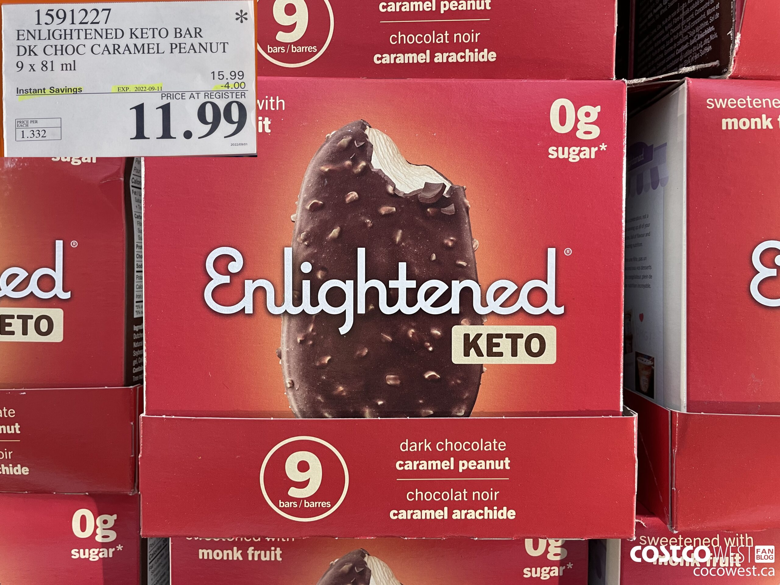 1591227 ENLIGHTENED KETO BAR DK CHOC CARAMEL PEANUT 9 X 81 ML ($4.00 INSTANT SAVINGS EXPIRES ON 2022-09-11) $11.99