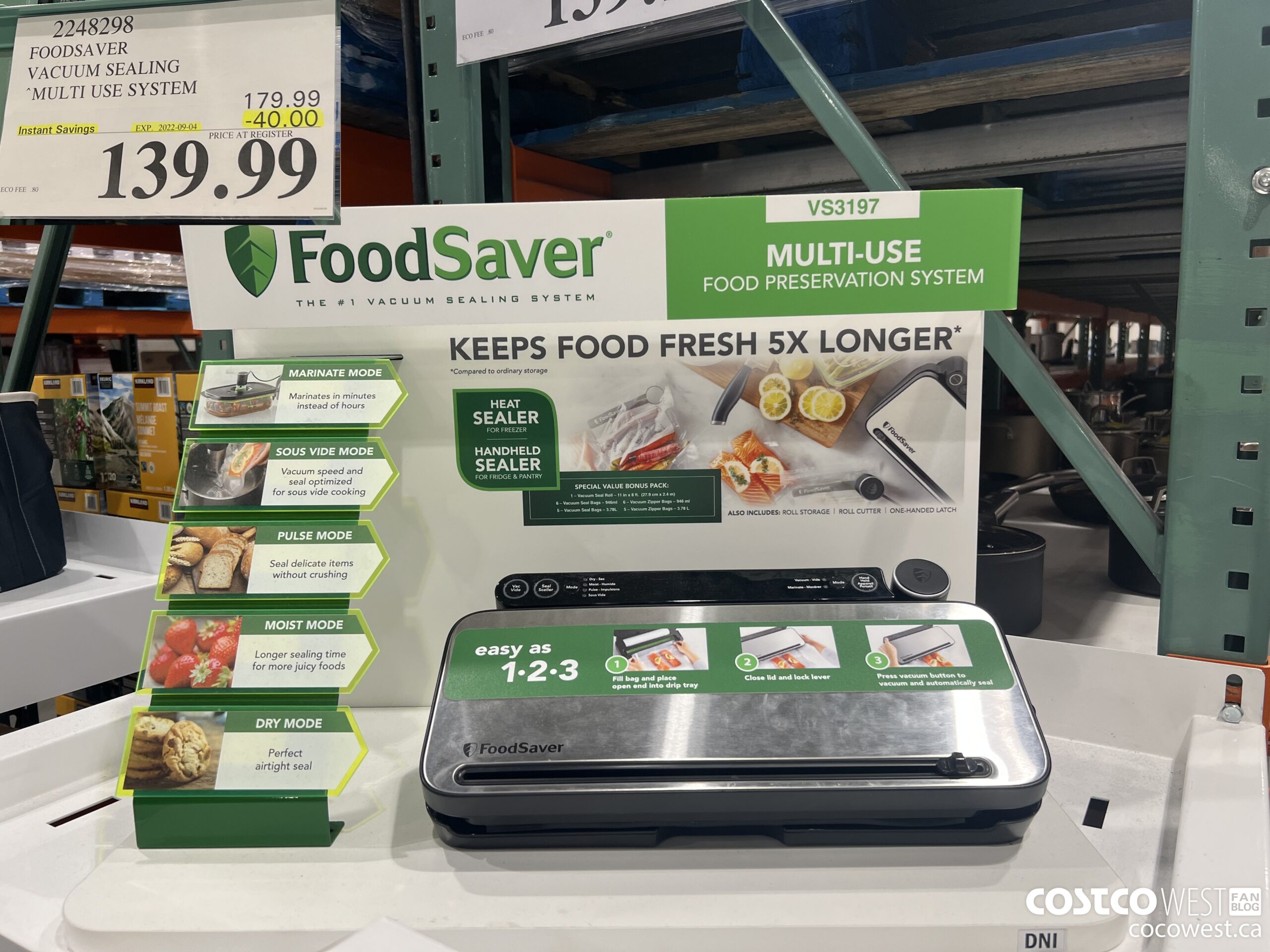 2248298 FOODSAVER VACUUM SEALING MULTI USE SYSTEM  ($40.00 INSTANT SAVINGS EXPIRES ON 2022-09-04) $139.99