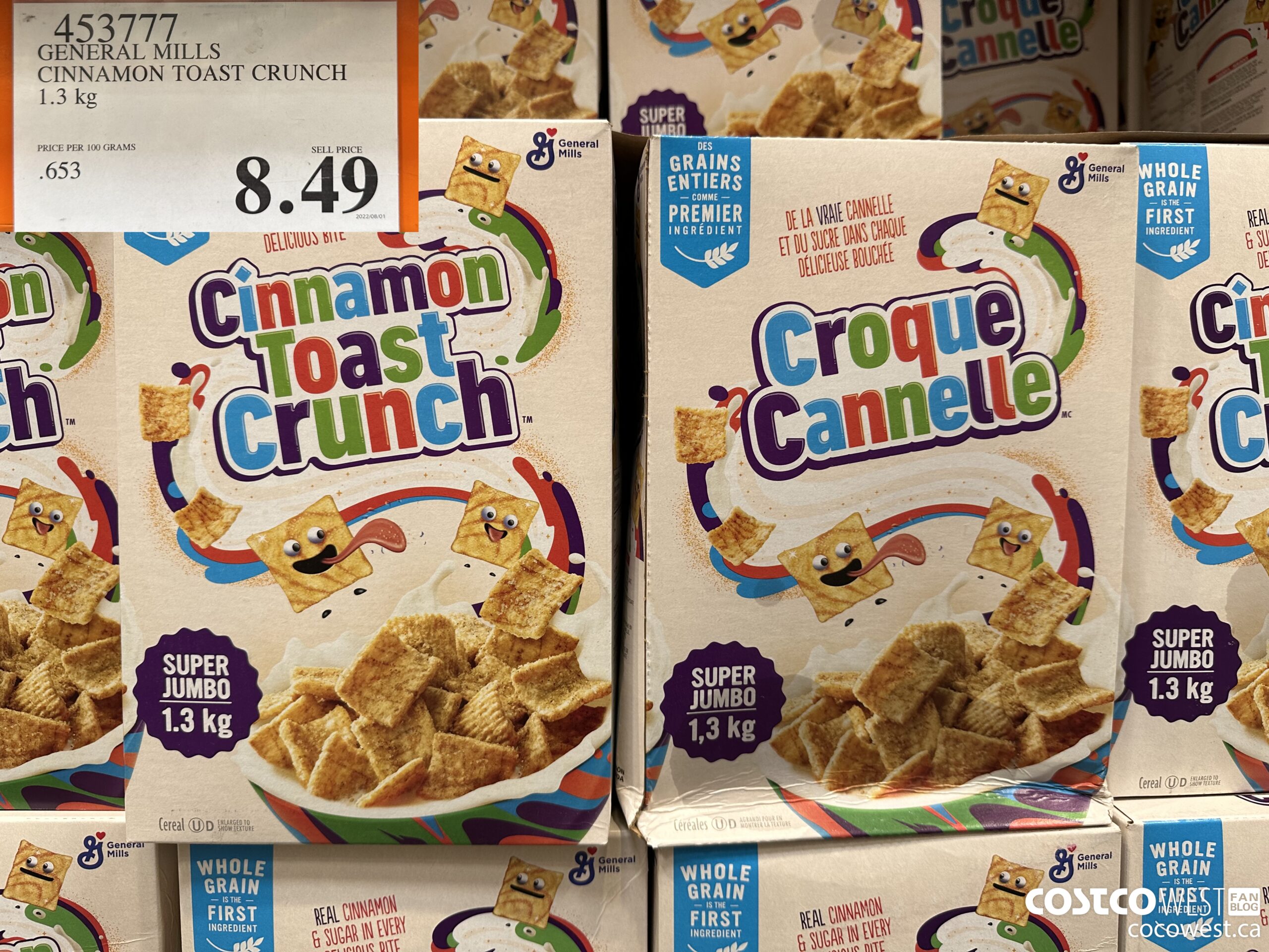 453777 GENERAL MILLS CINNAMON TOAST CRUNCH 1.3 kg $8.49