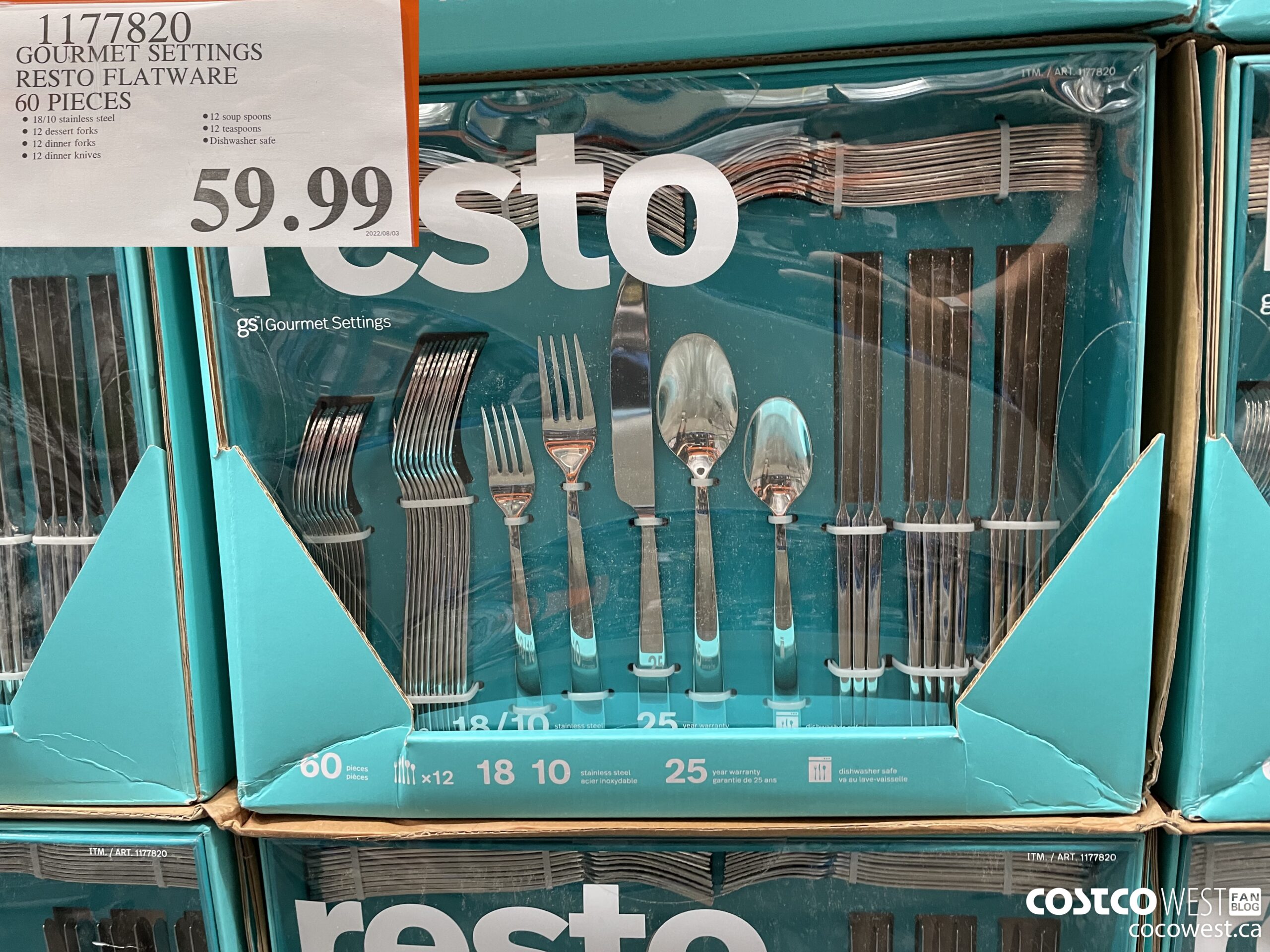 1177820 GOURMET SETTINGS RESTO FLATWARE 60 PIECES $59.99