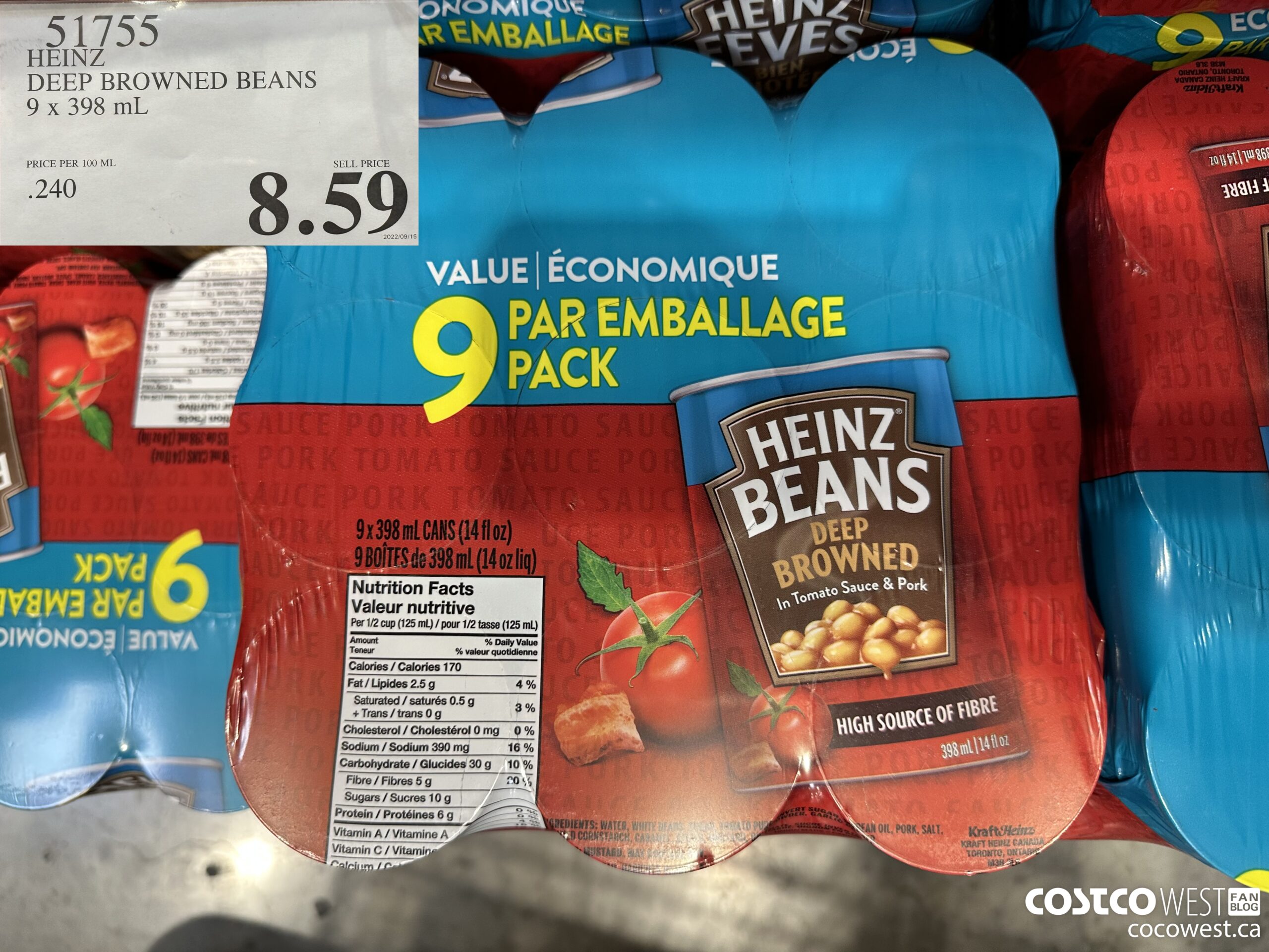 51755 HEINZ DEEP BROWNED BEANS 9 X 398 ML $8.59