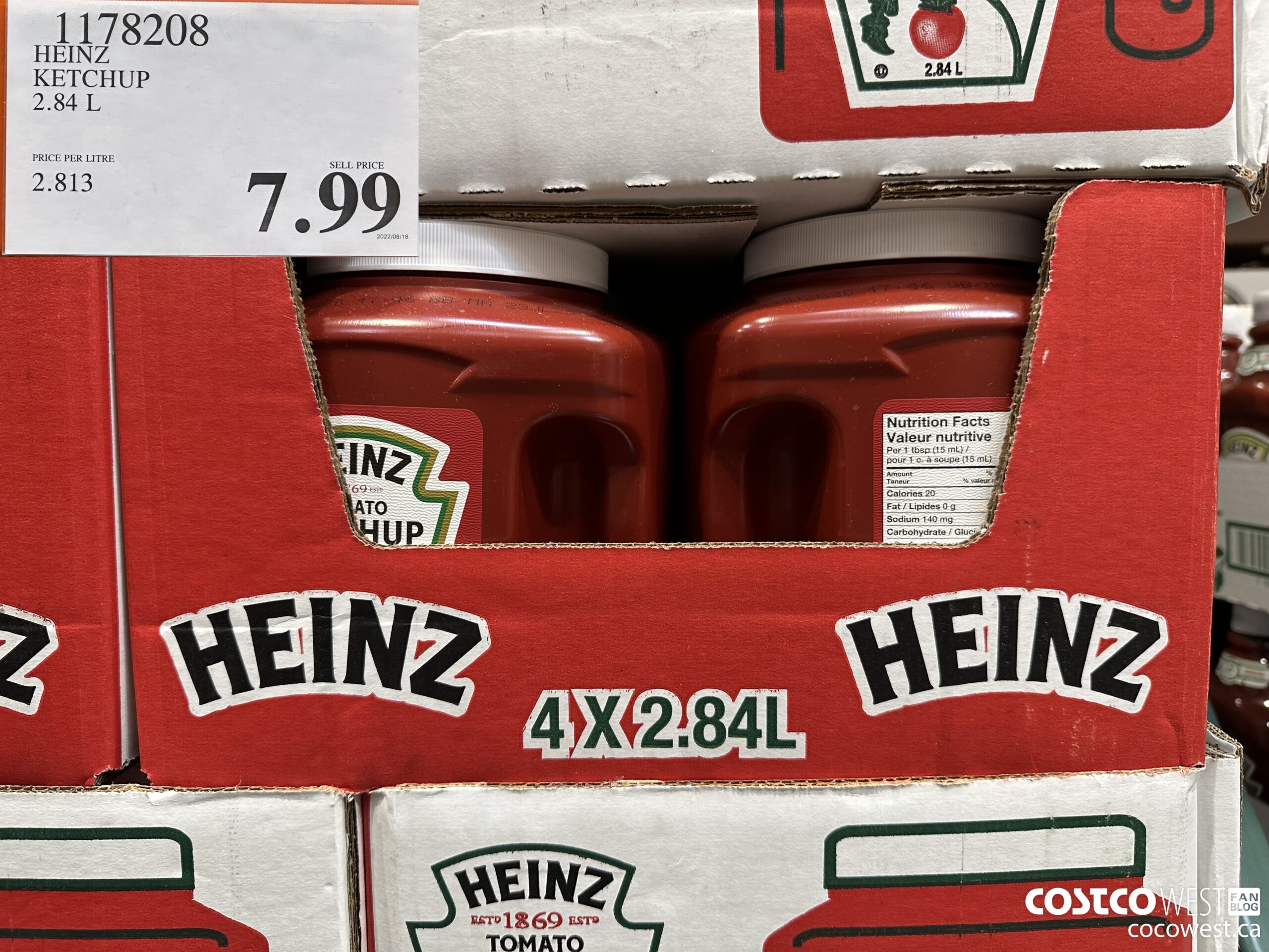 1178208 HEINZ KETCHUP 2.84L $7.99