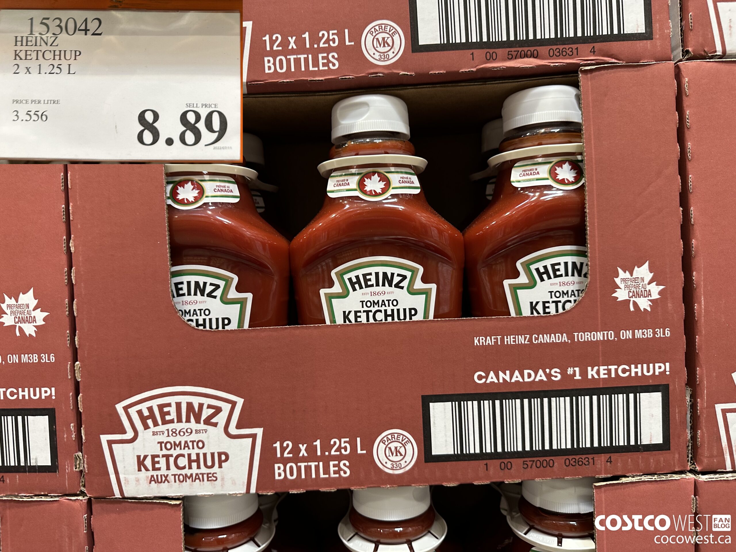 153042 HEINZ KETCHUP 2 x 1.25 L $8.89