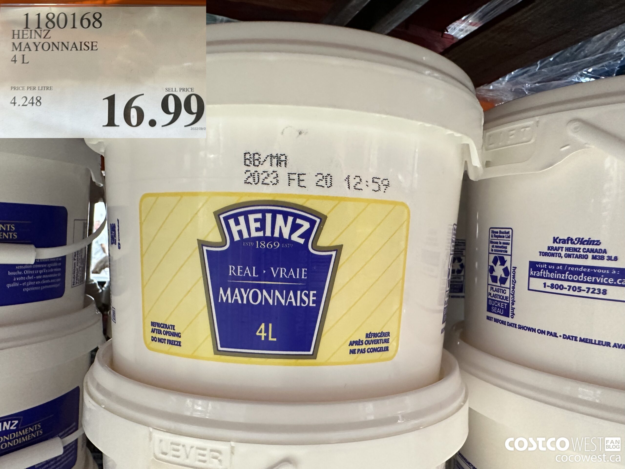 1180168 HEINZ MAYONNAISE 4L $16.99