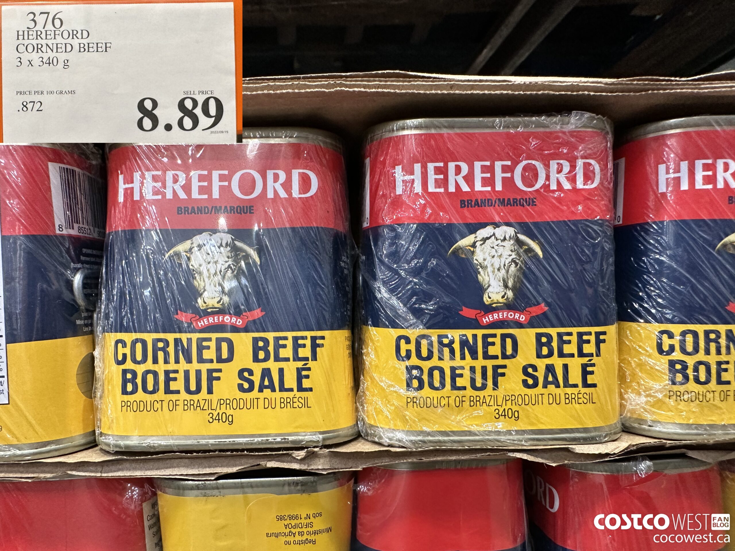 376 HEREFORD CORNED BEEF 3 X 340 G $8.89