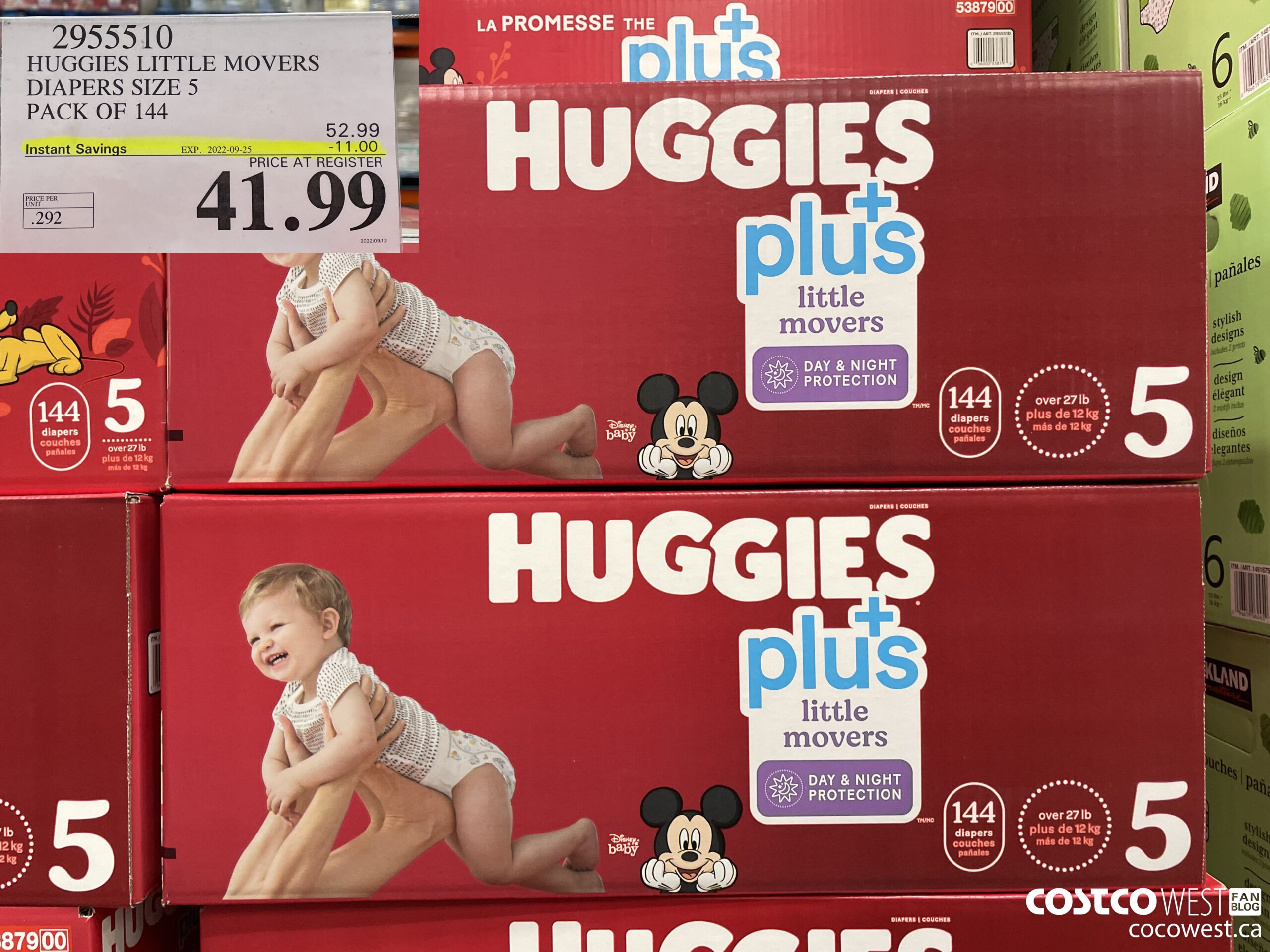 2955510 HUGGIES LITTLE MOVERS DIAPERS SIZE 5 PACK OF 144  ($11.00 INSTANT SAVINGS EXPIRES ON 2022-09-25) $41.99