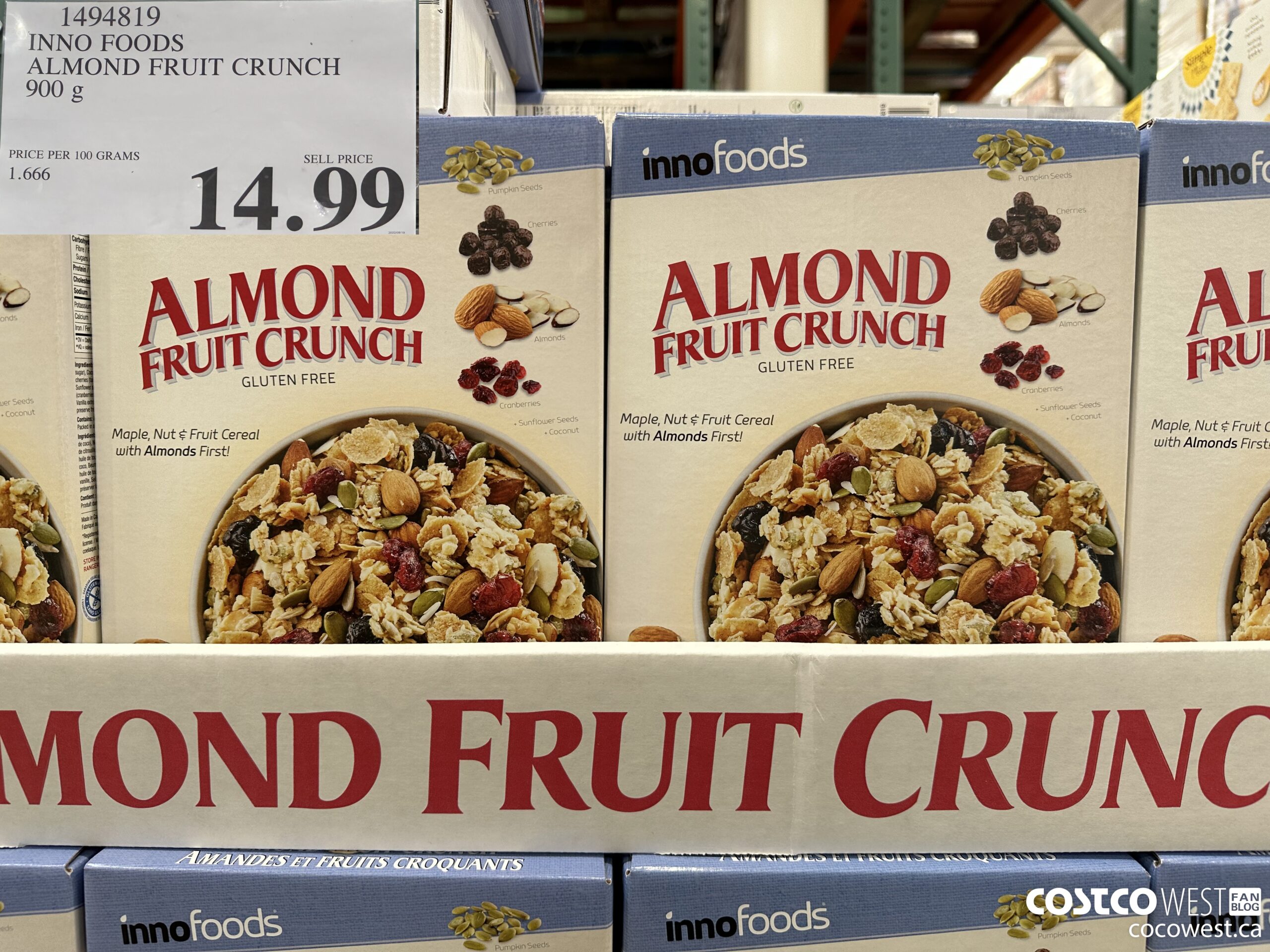 1494819 INNO FOODS ALMOND FRUIT CRUNCH 900 g $14.99