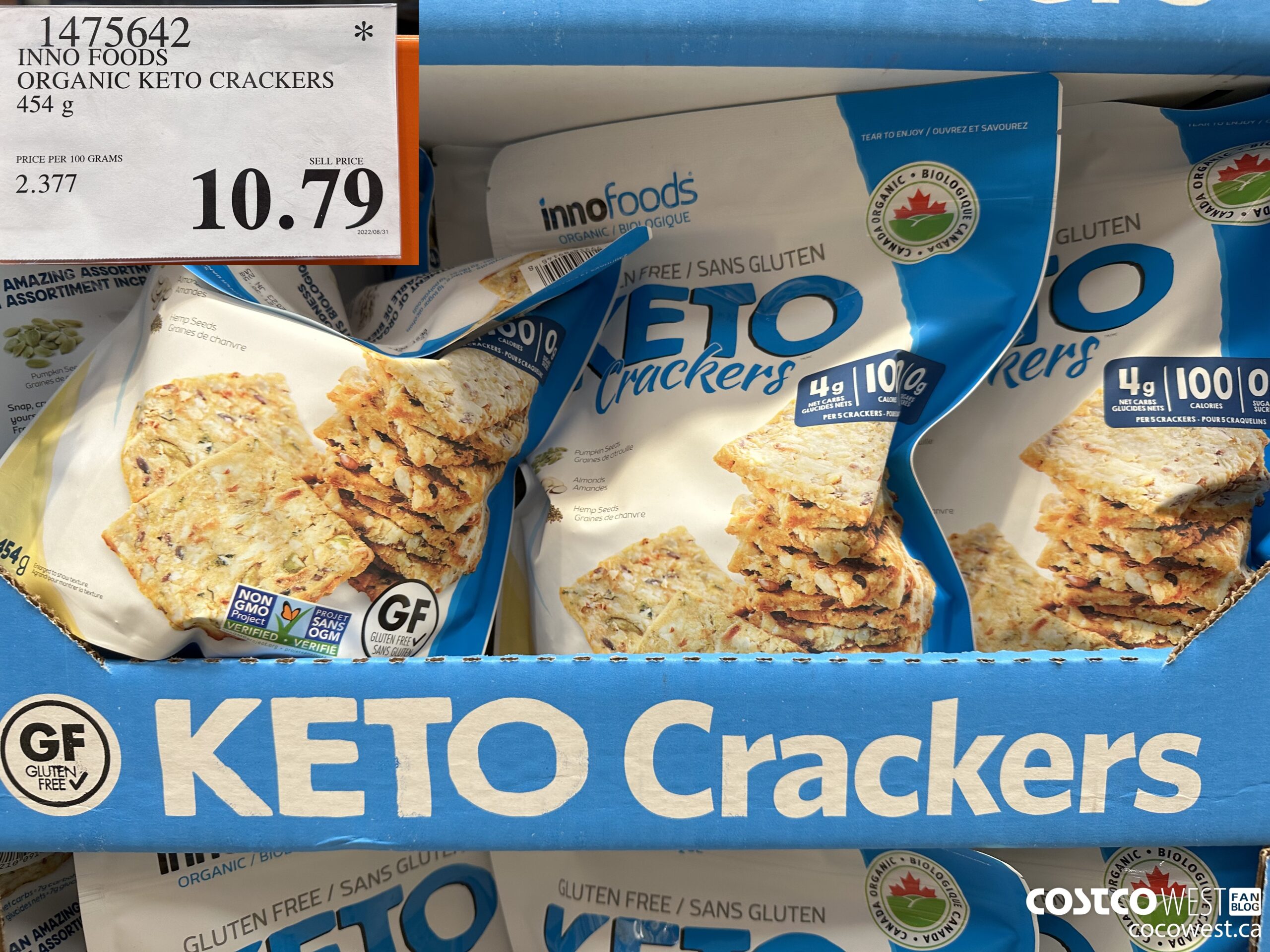 1475642 INNO FOODS ORGANIC KETO CRACKERS 454 g $10.79