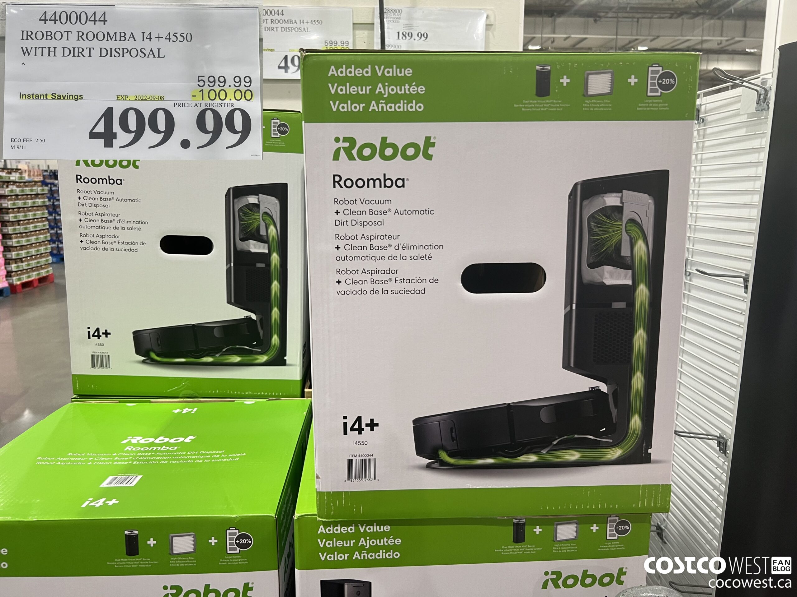 4400044 IROBOT ROOMBA I4+4550 WITH DIRT DISPOSAL ($100.00 INSTANT SAVINGS EXPIRES ON 2022-09-08) $499.99